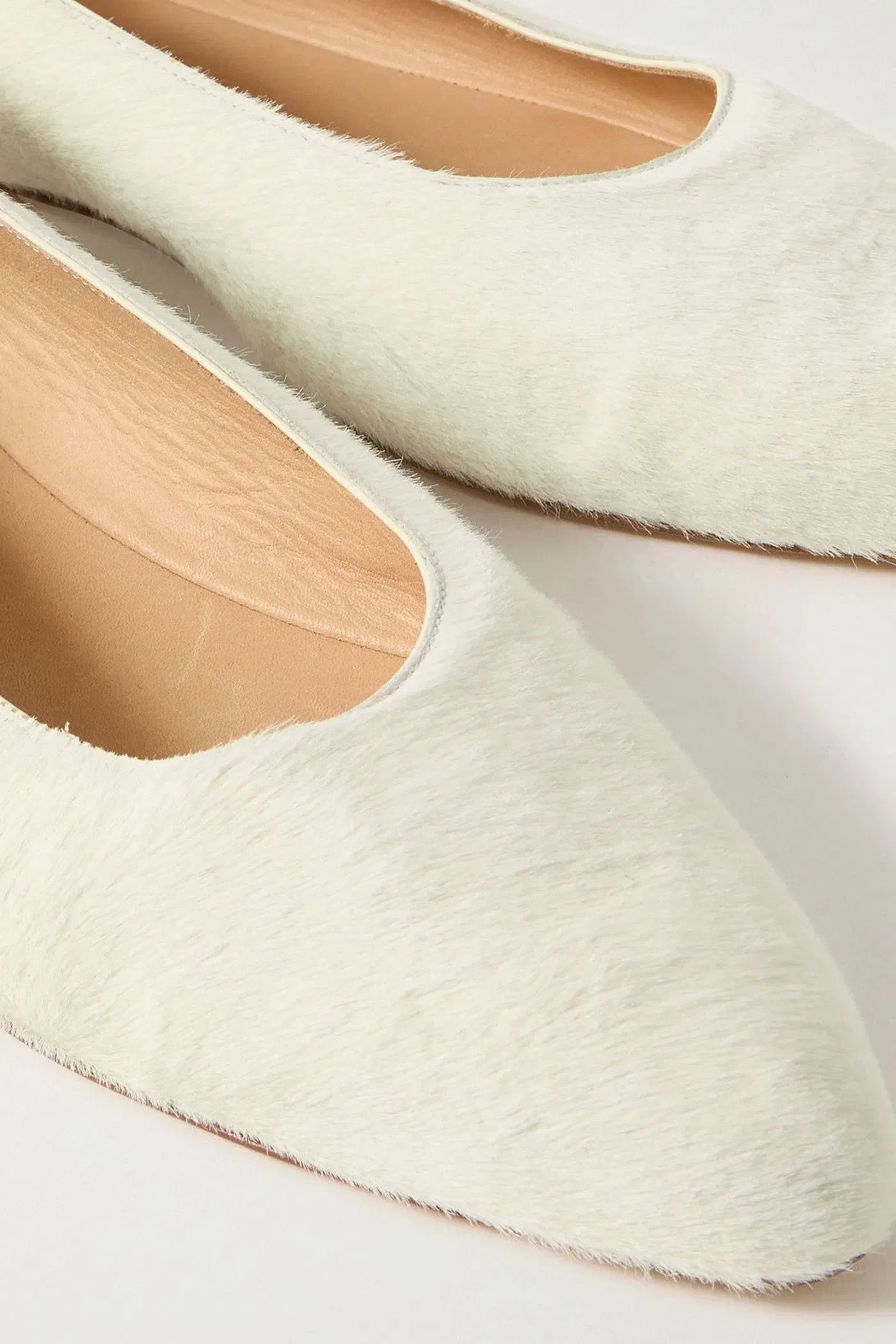 Gabriela Hearst Andre Calf Hair Point-Toe Flats Ivory Women's