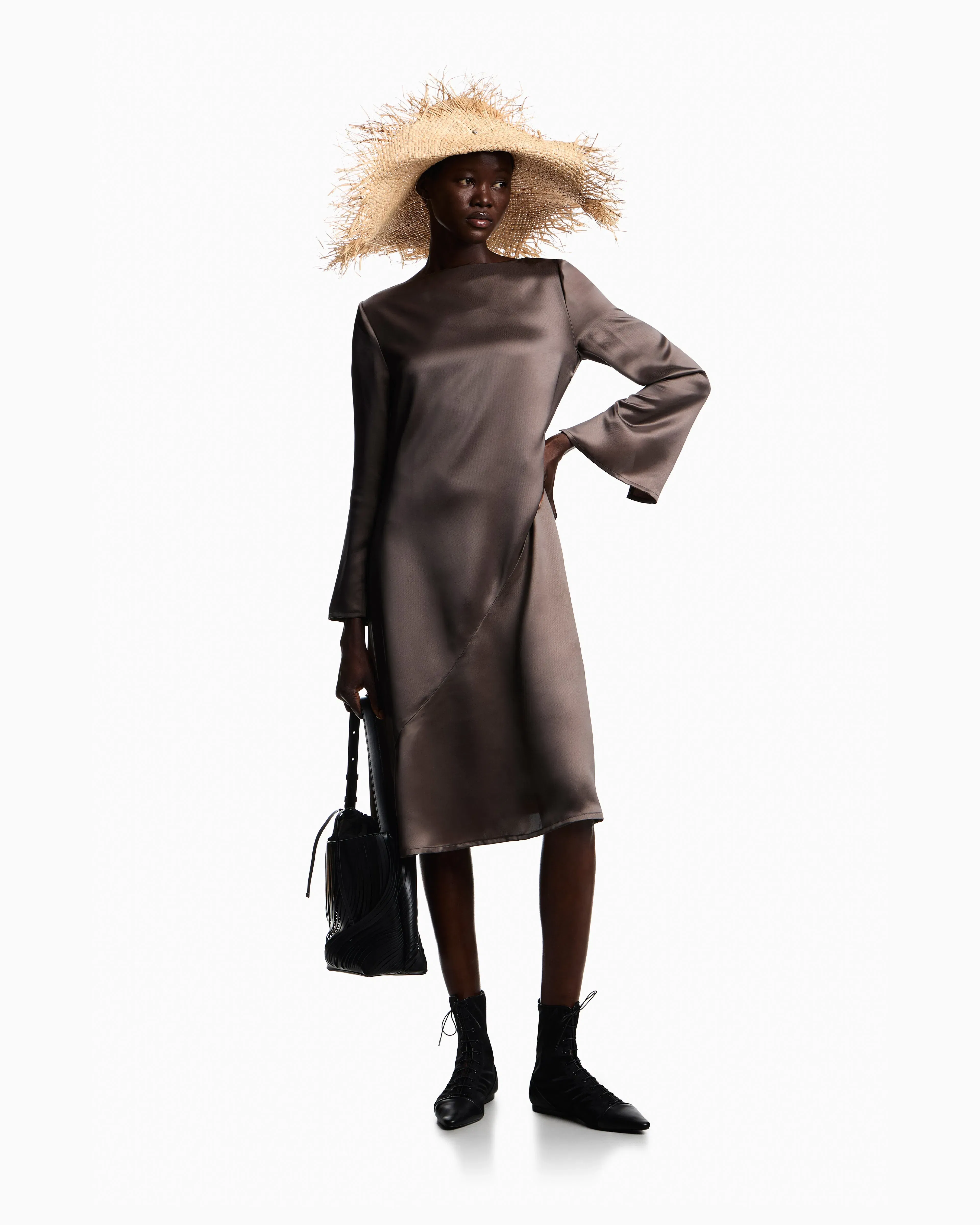 Emporio Armani Viscose twill midi dress