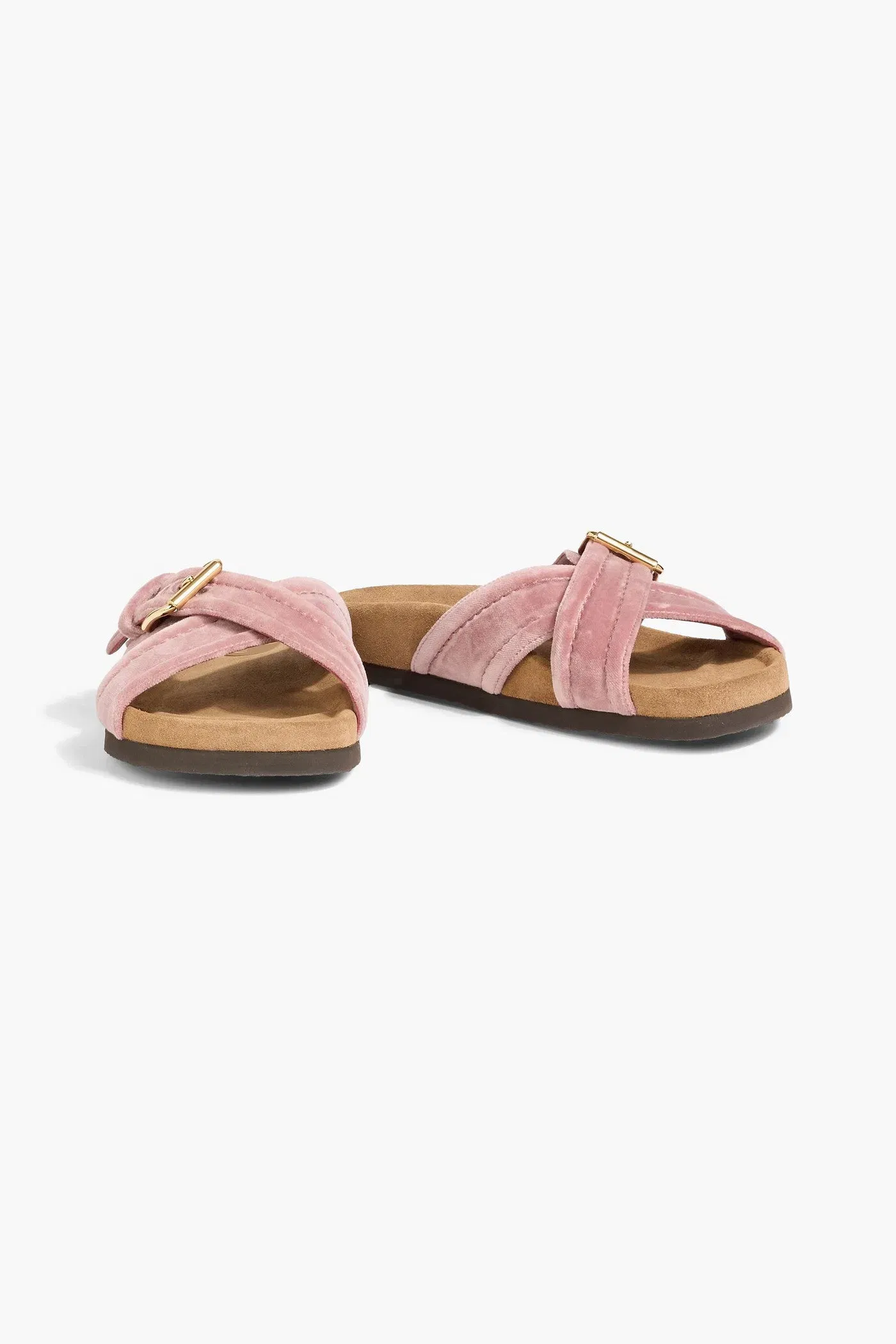 Valentino Garavani Buckled Velvet Slides Antique Rose Women's