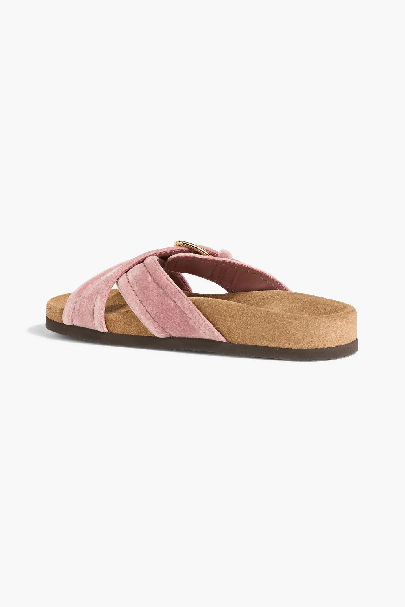 Valentino Garavani Buckled Velvet Slides Antique Rose Women's