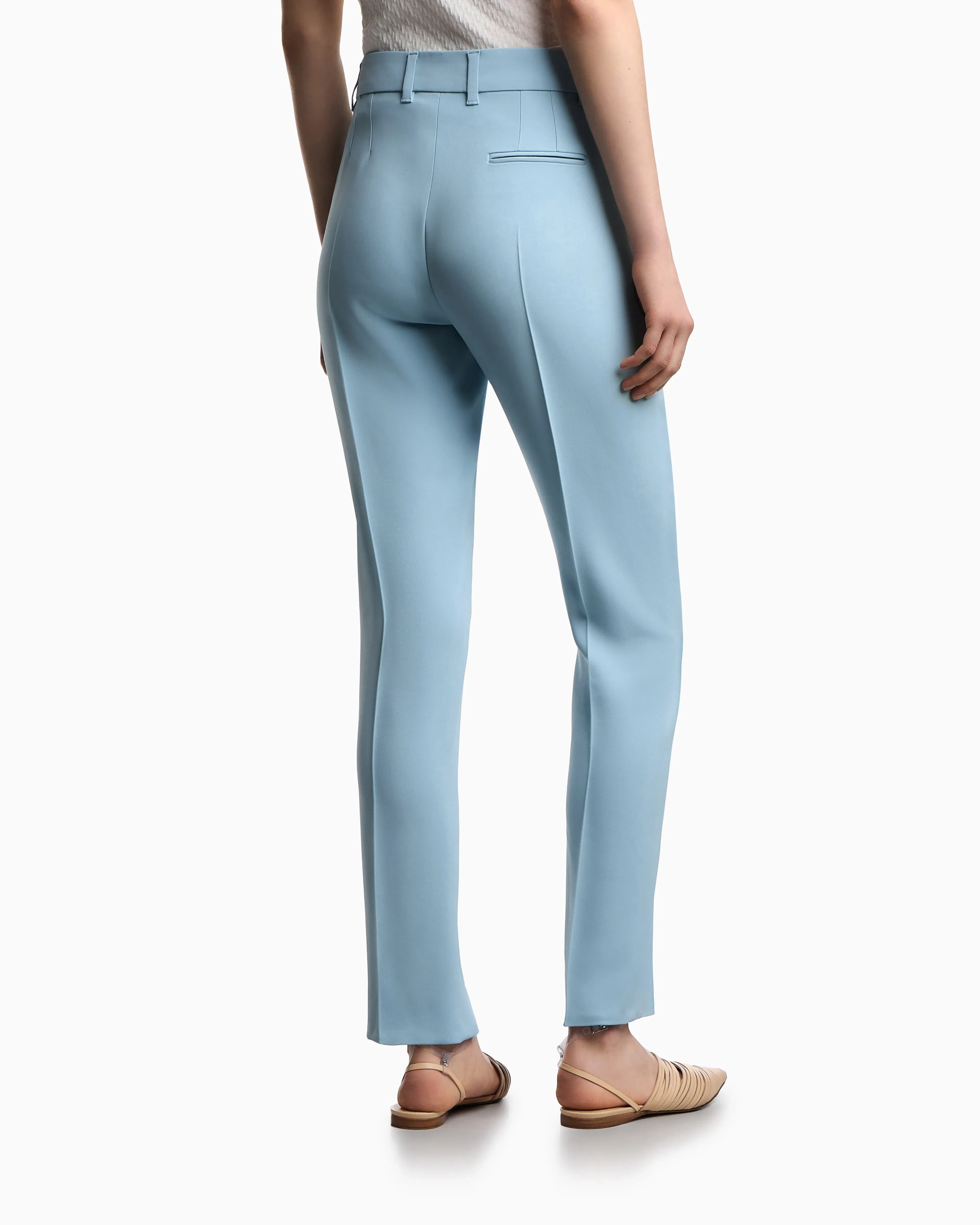 Emporio Armani Cady crêpe trousers with belt loops and rib