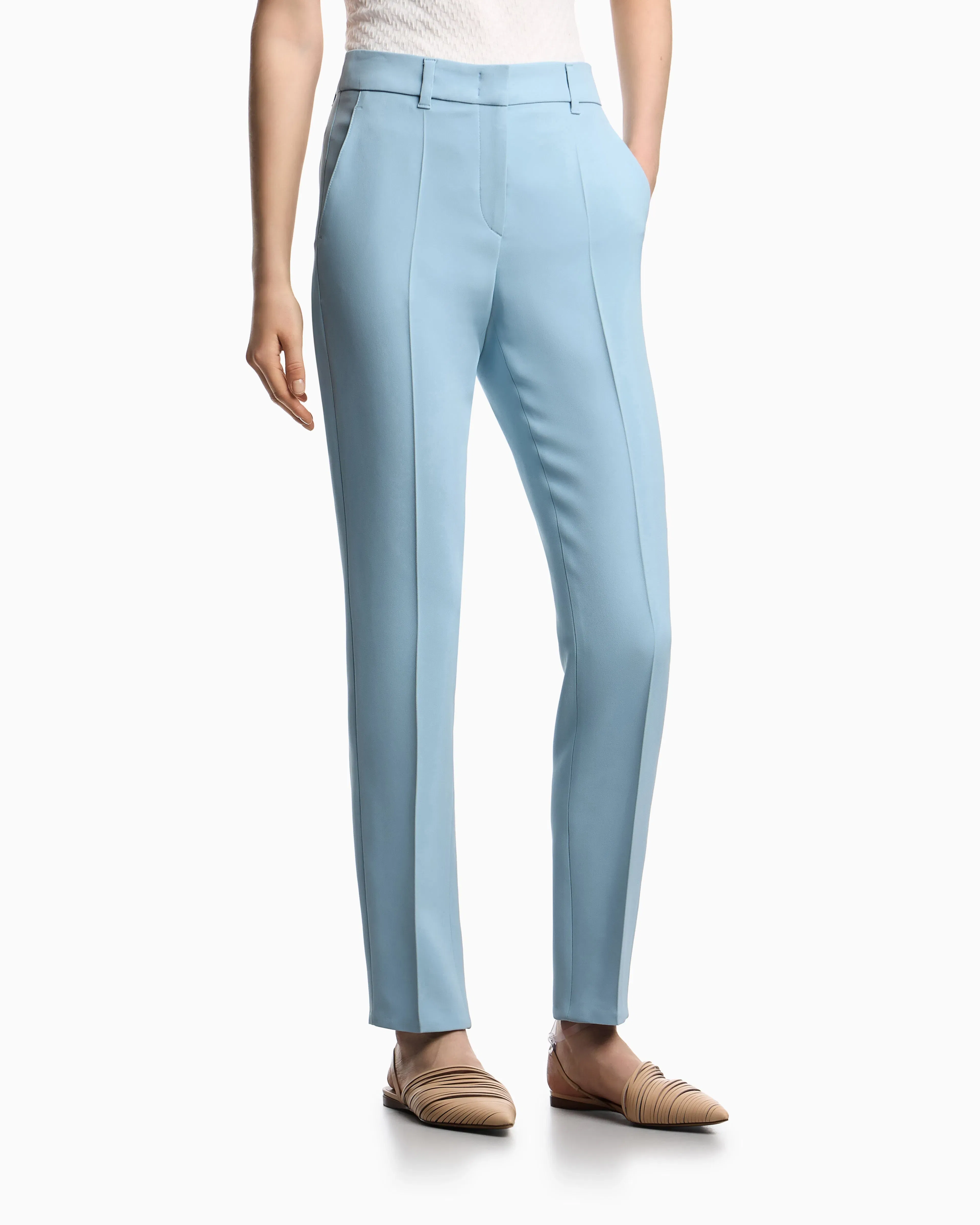 Emporio Armani Cady crêpe trousers with belt loops and rib