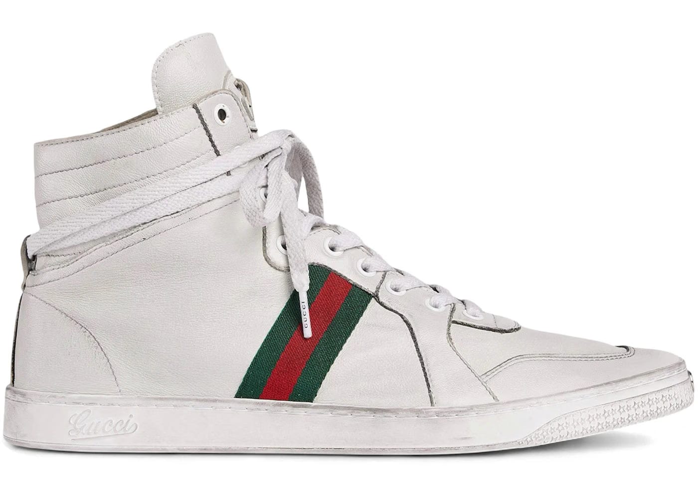 Gucci Stretch High-Top Sneaker White Leather