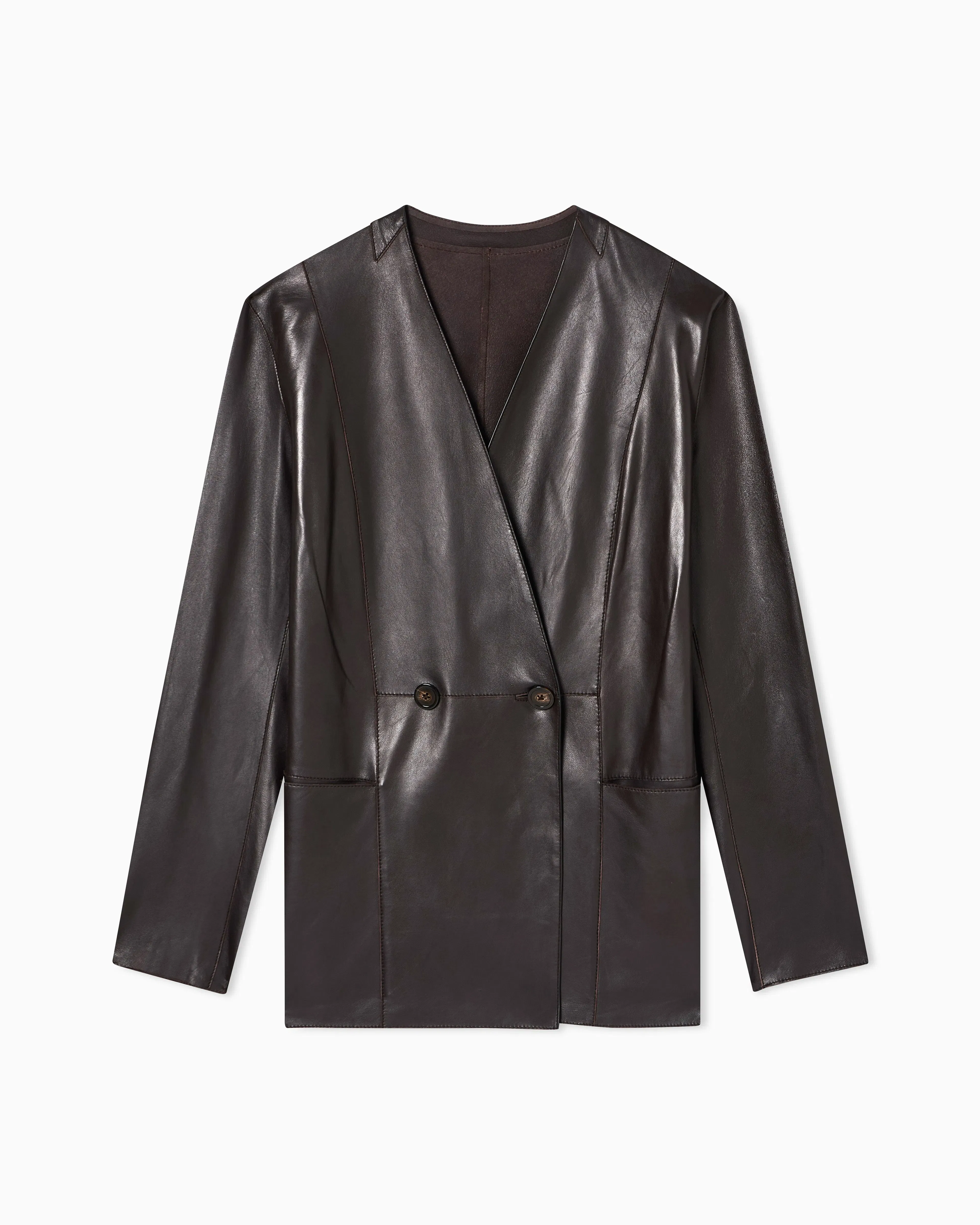 Emporio Armani raw-cut glove-quality lambskin nappa leather blazer