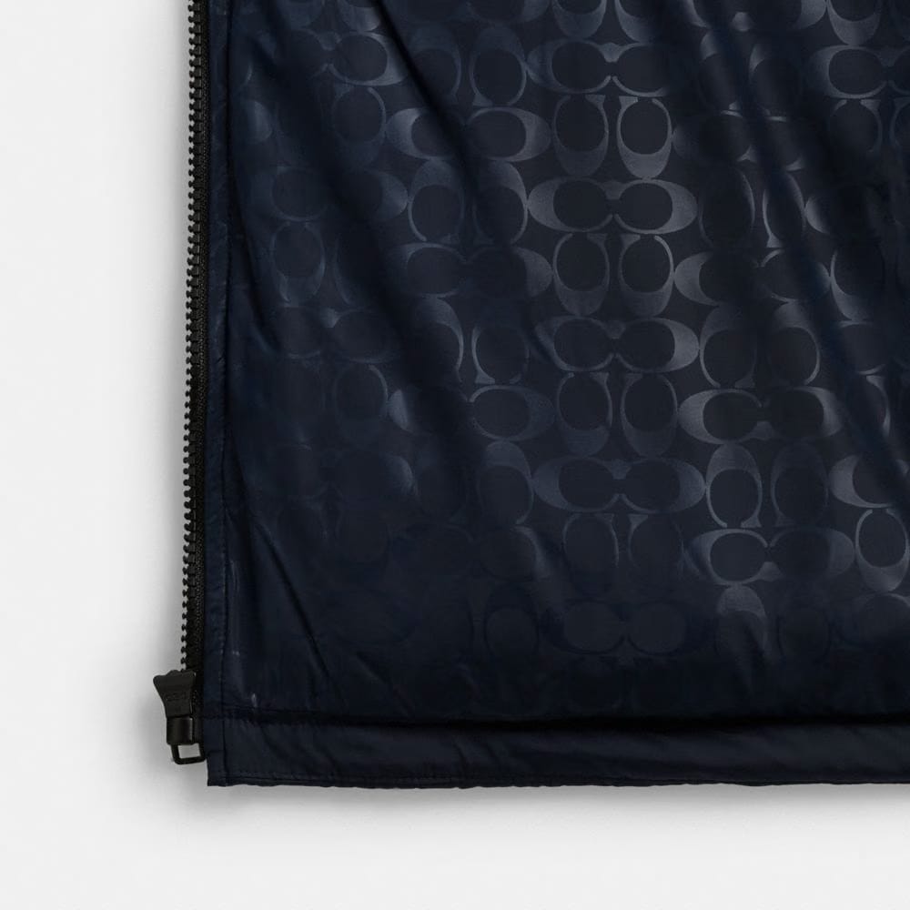 Coach Down Puffer Jacket In Recycled Polyester Navy Blue