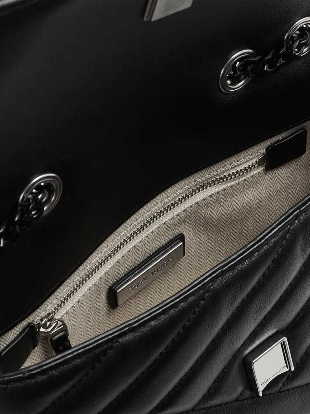 small Kira Chevron Powder coated convertible shoulder bag