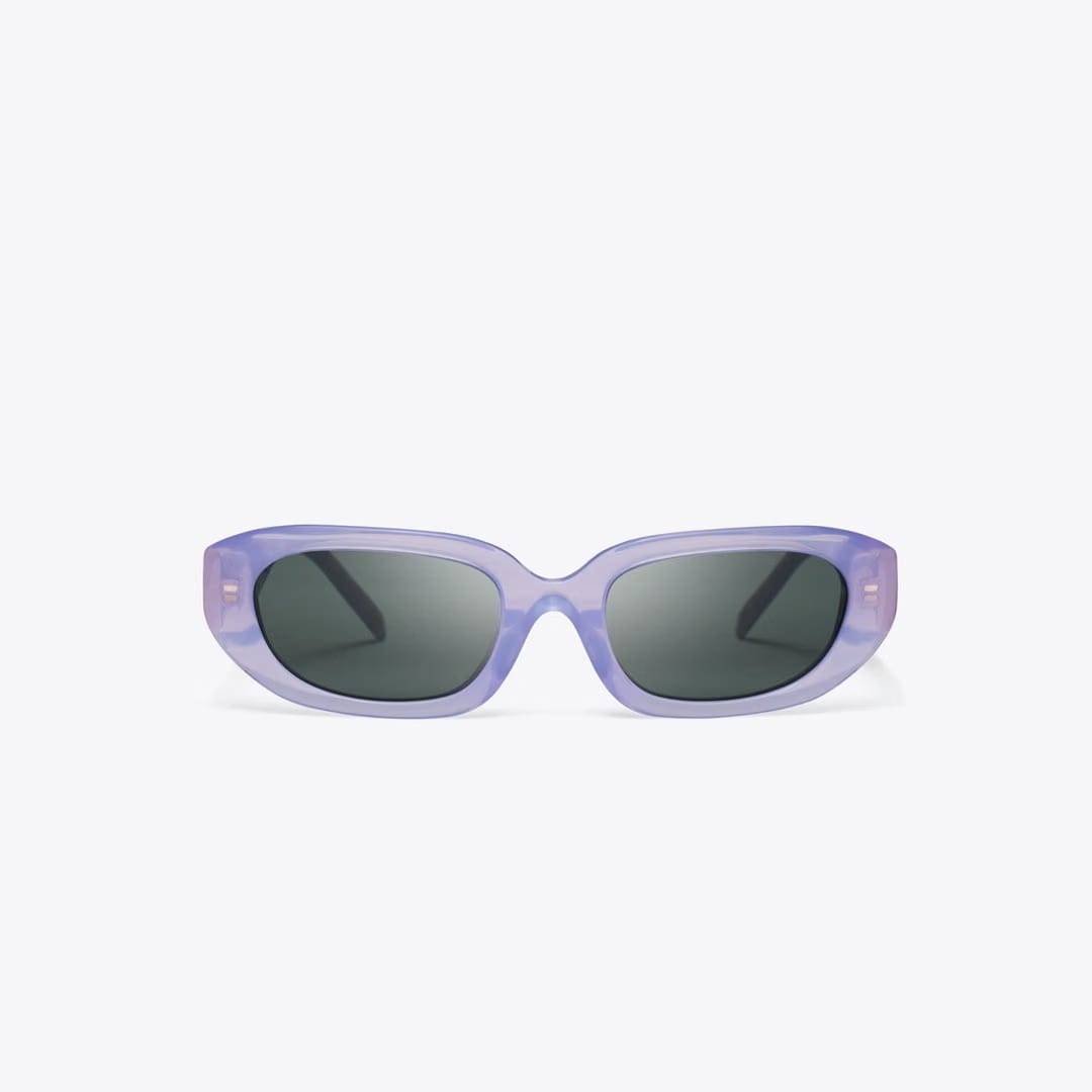 Tory Burch T Monogram Rectangle Sunglasses MILKY PURPLE/GREY