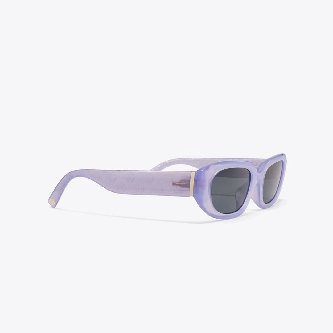 Tory Burch T Monogram Rectangle Sunglasses MILKY PURPLE/GREY