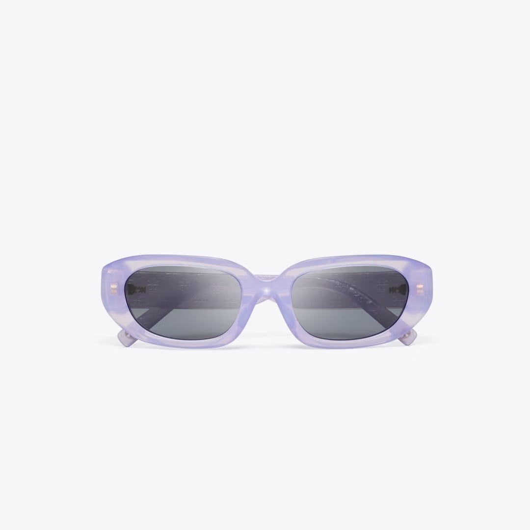Tory Burch T Monogram Rectangle Sunglasses MILKY PURPLE/GREY