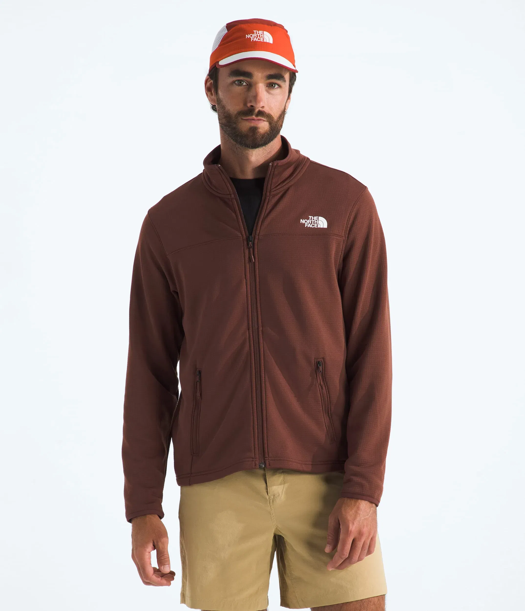 The North Face Men’s Cedar Trail Grid Fleece Full-Zip Jacket Ember Soil