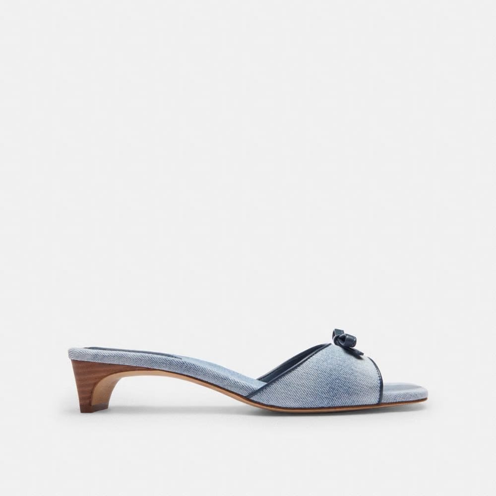 Women's Coach Bow Kitten Heel Sandal In Loved Denim Light Indigo