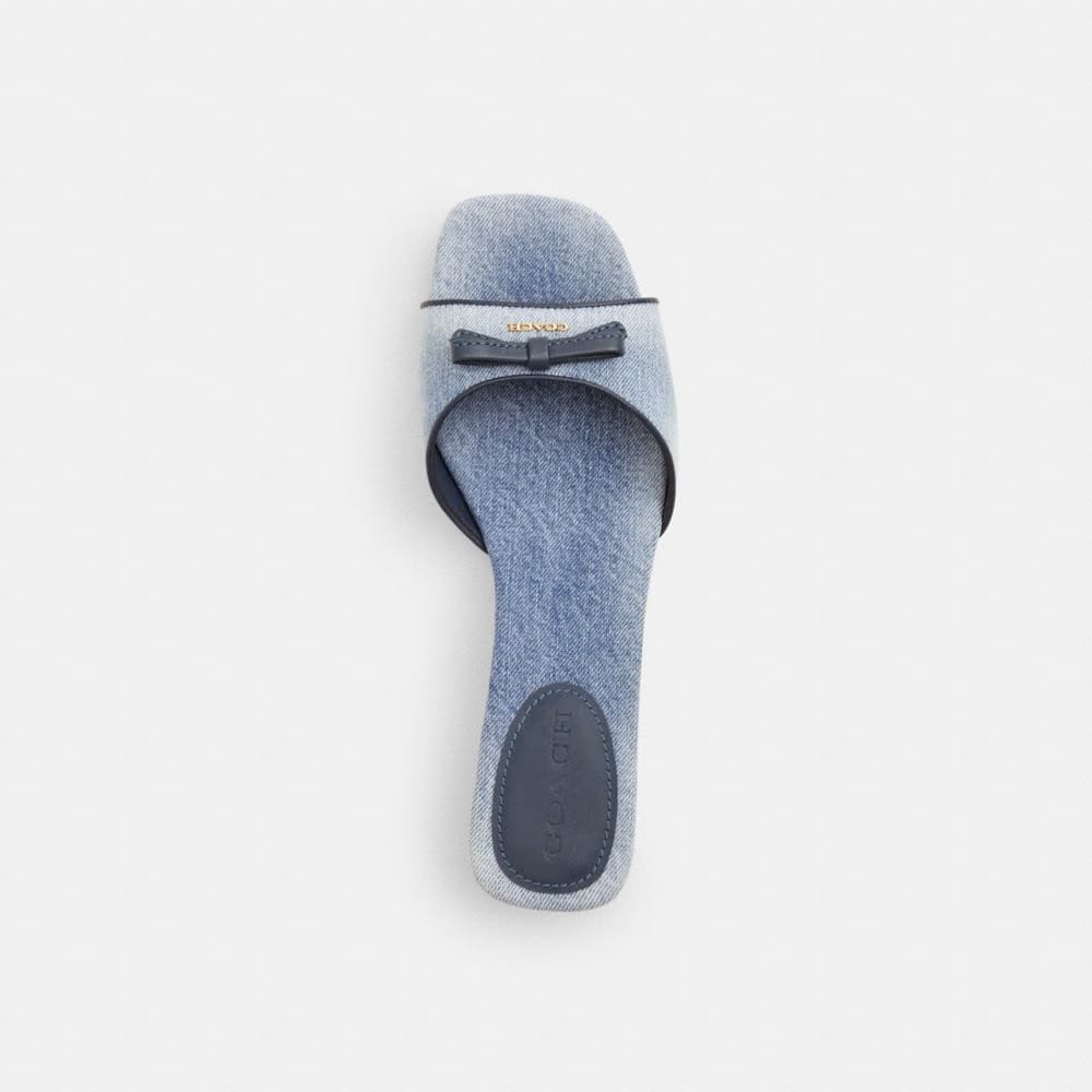 Women's Coach Bow Kitten Heel Sandal In Loved Denim Light Indigo