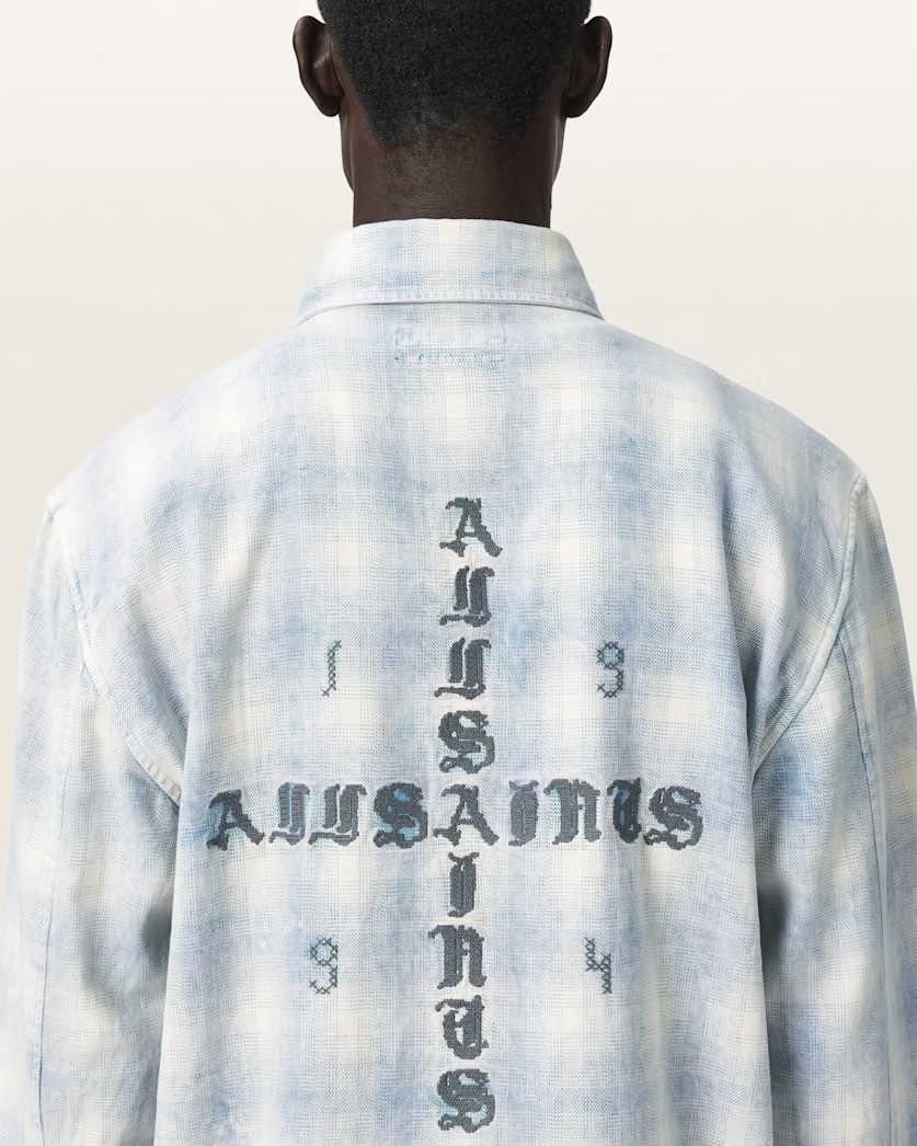AllSaints Santos Long Sleeve Checked Shirt Parma Purple