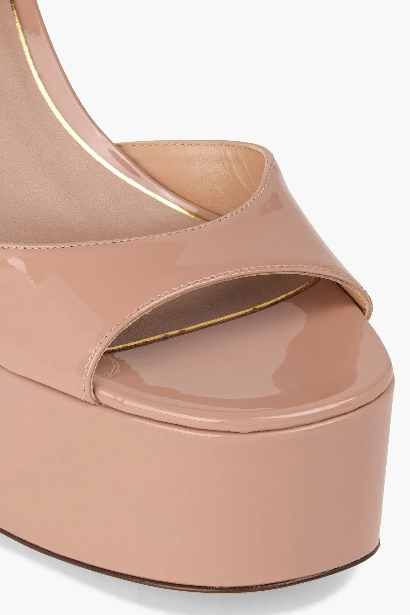 Valentino Garavani Tan-Go Patent-Leather Platform Sandals Neutral Women's