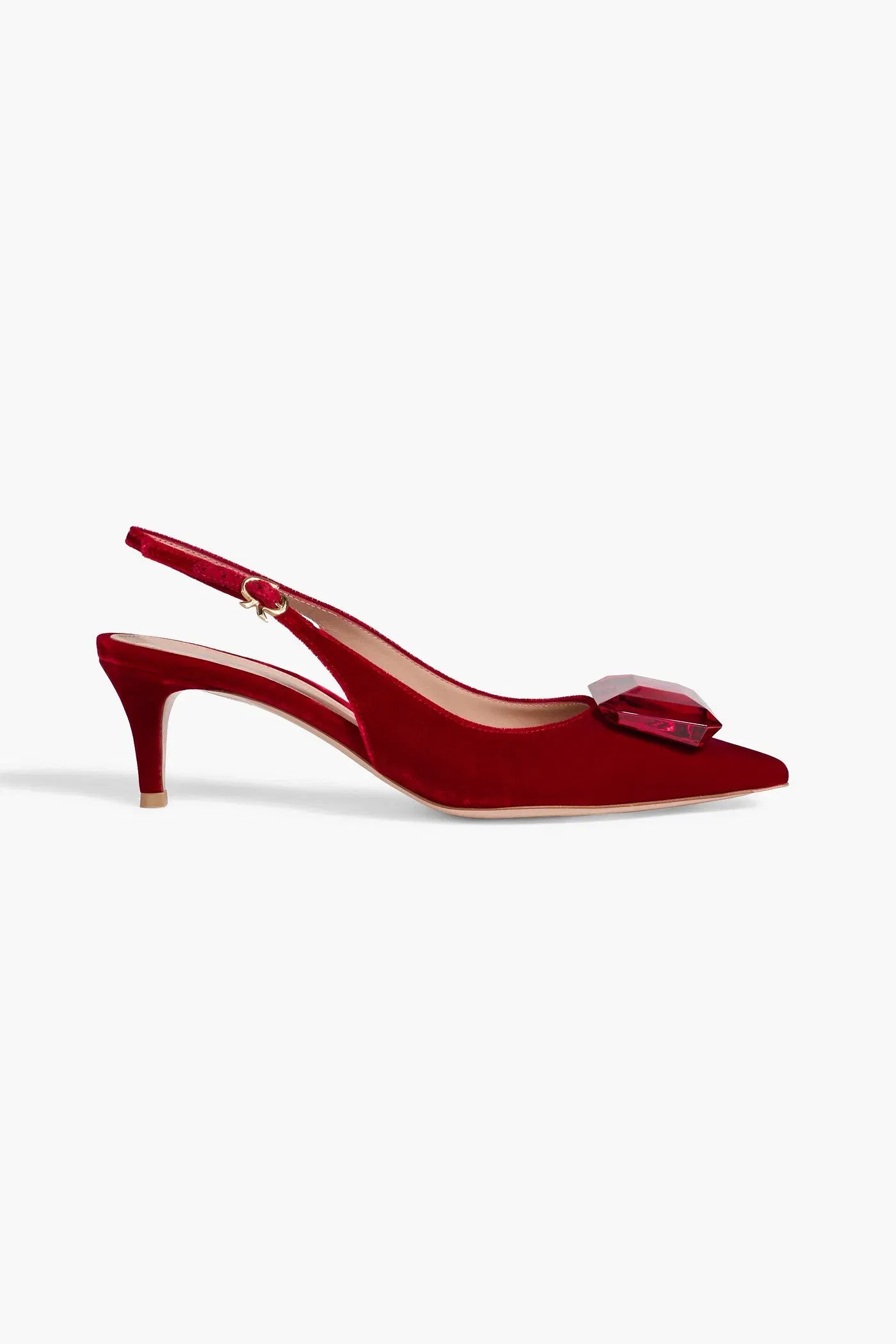 Gianvito Rossi Jaipur 55 Crystal-Embellished Velvet Slingback Pumps Red Women's