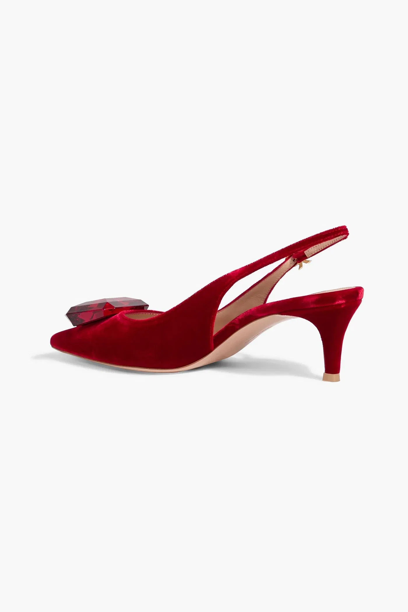 Gianvito Rossi Jaipur 55 Crystal-Embellished Velvet Slingback Pumps Red Women's