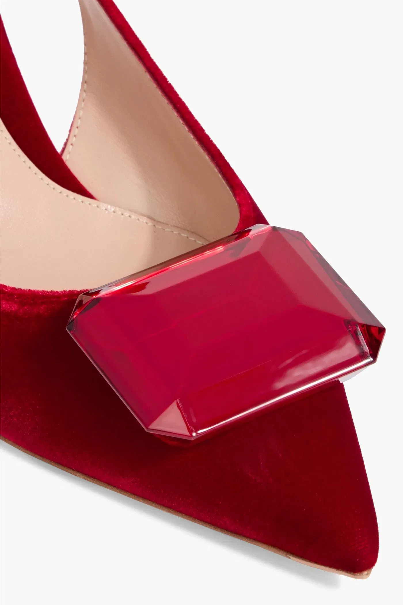Gianvito Rossi Jaipur 55 Crystal-Embellished Velvet Slingback Pumps Red Women's