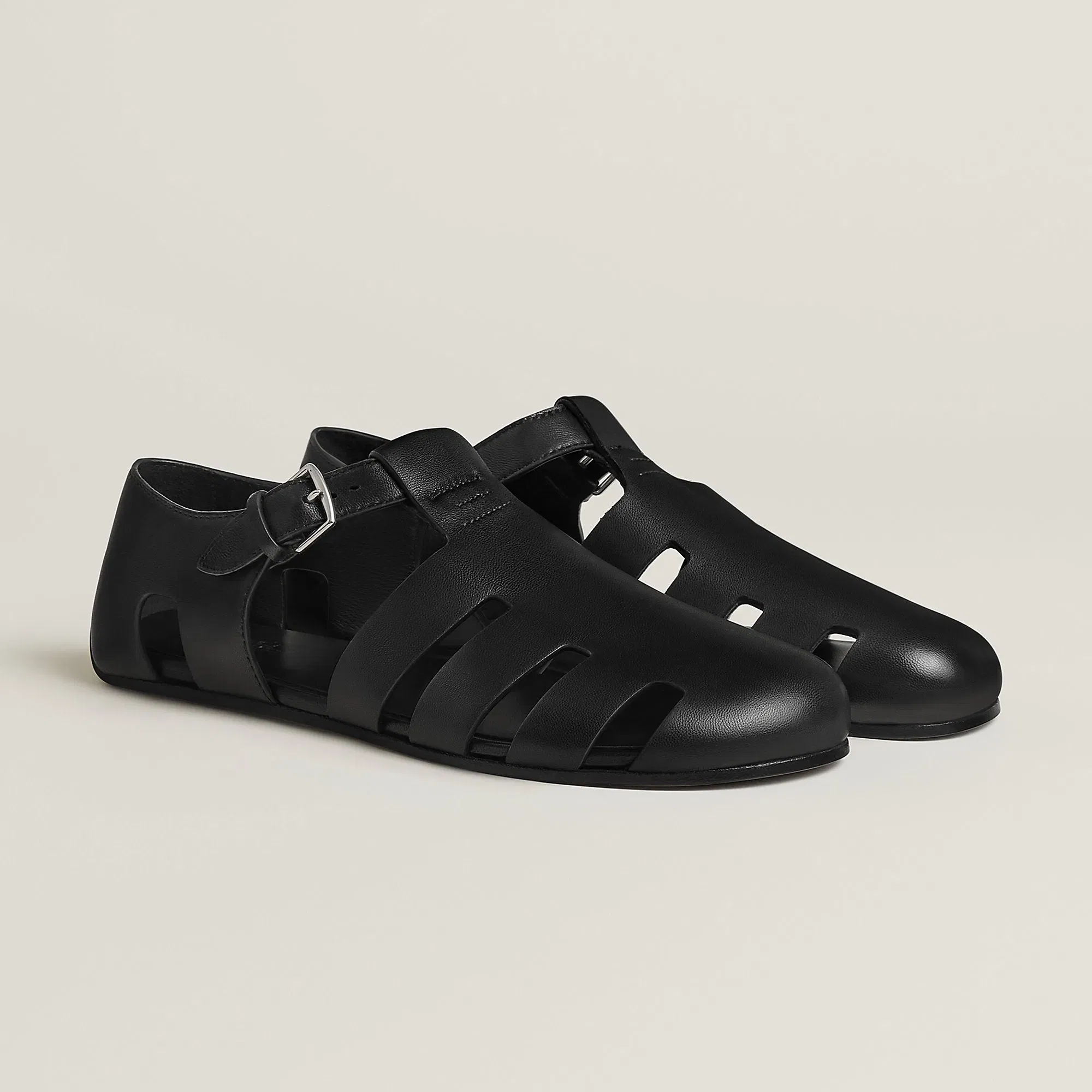 Hermes Motif Sandal Noir