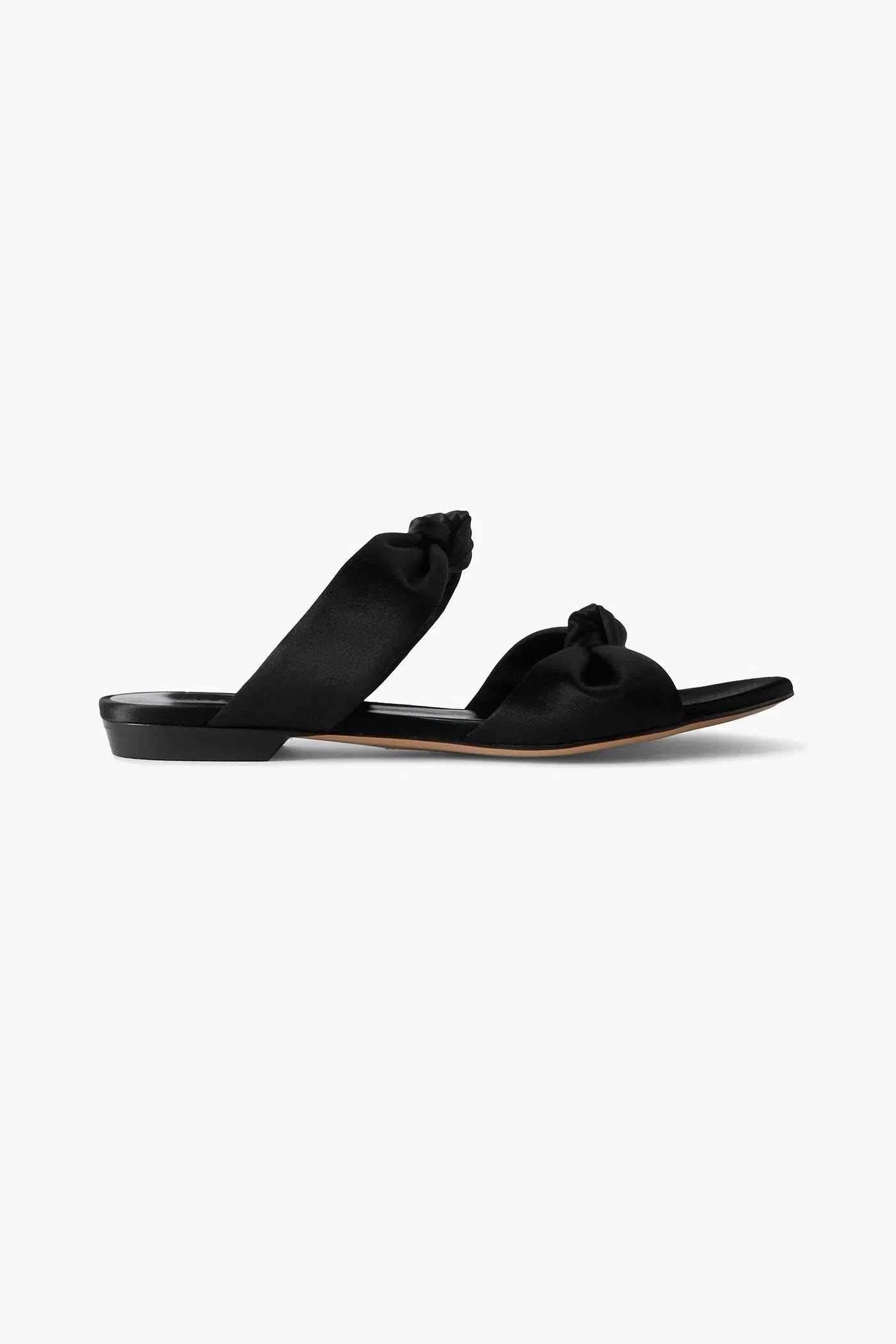 Le Monde Beryl Knot Flat Satin Sandals Black Women's