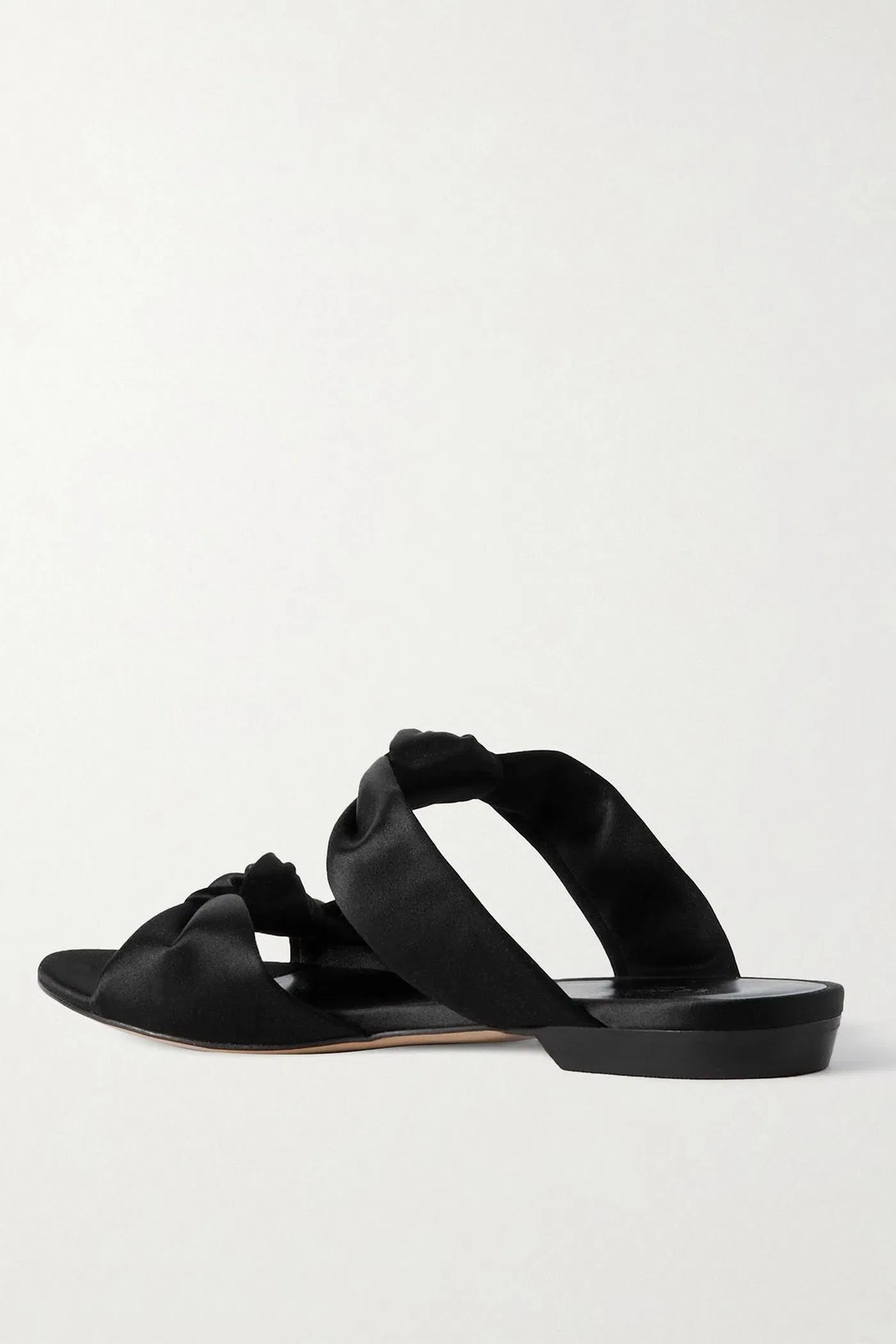 Le Monde Beryl Knot Flat Satin Sandals Black Women's