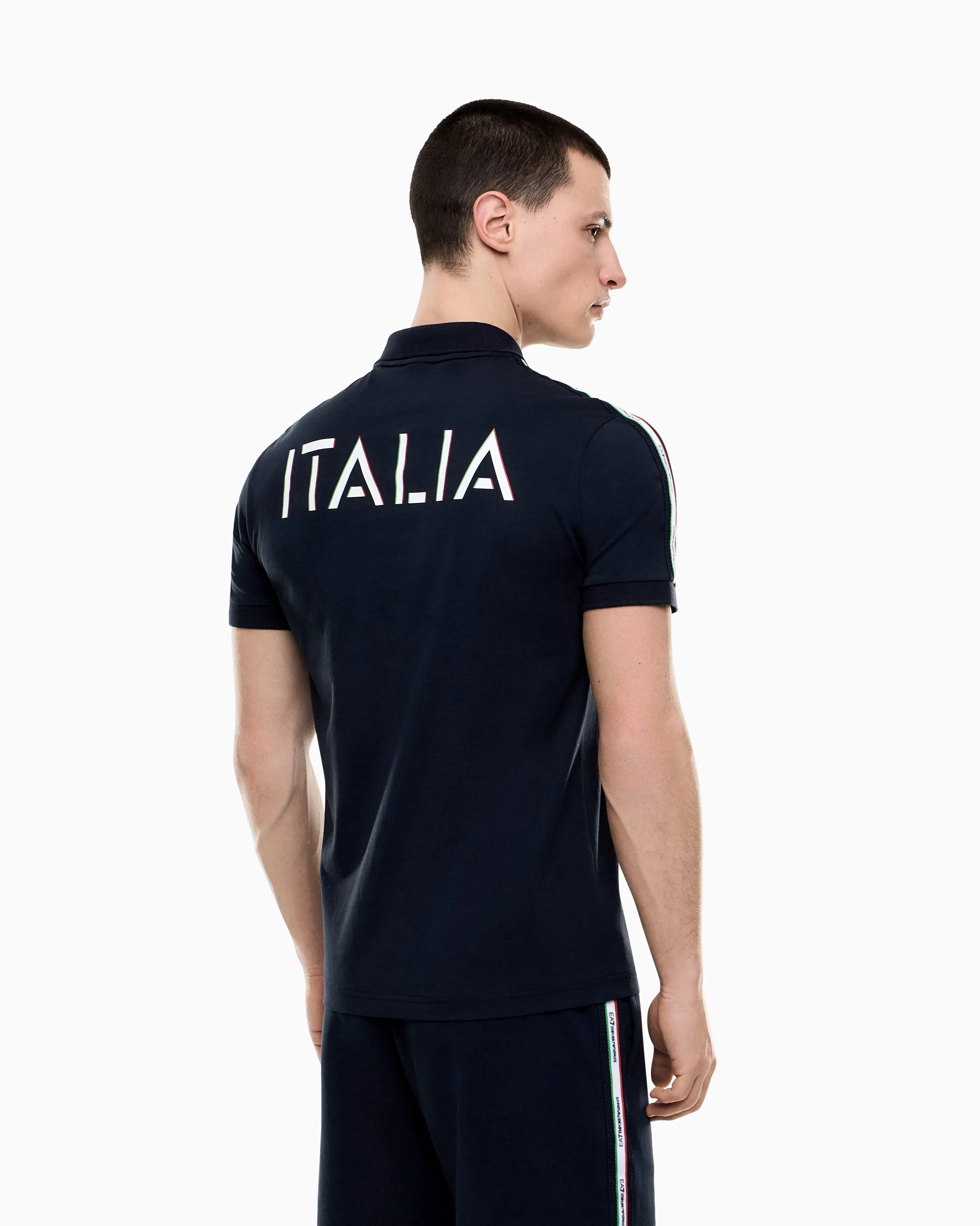EA7 Italian Spirit cotton-jersey polo shirt