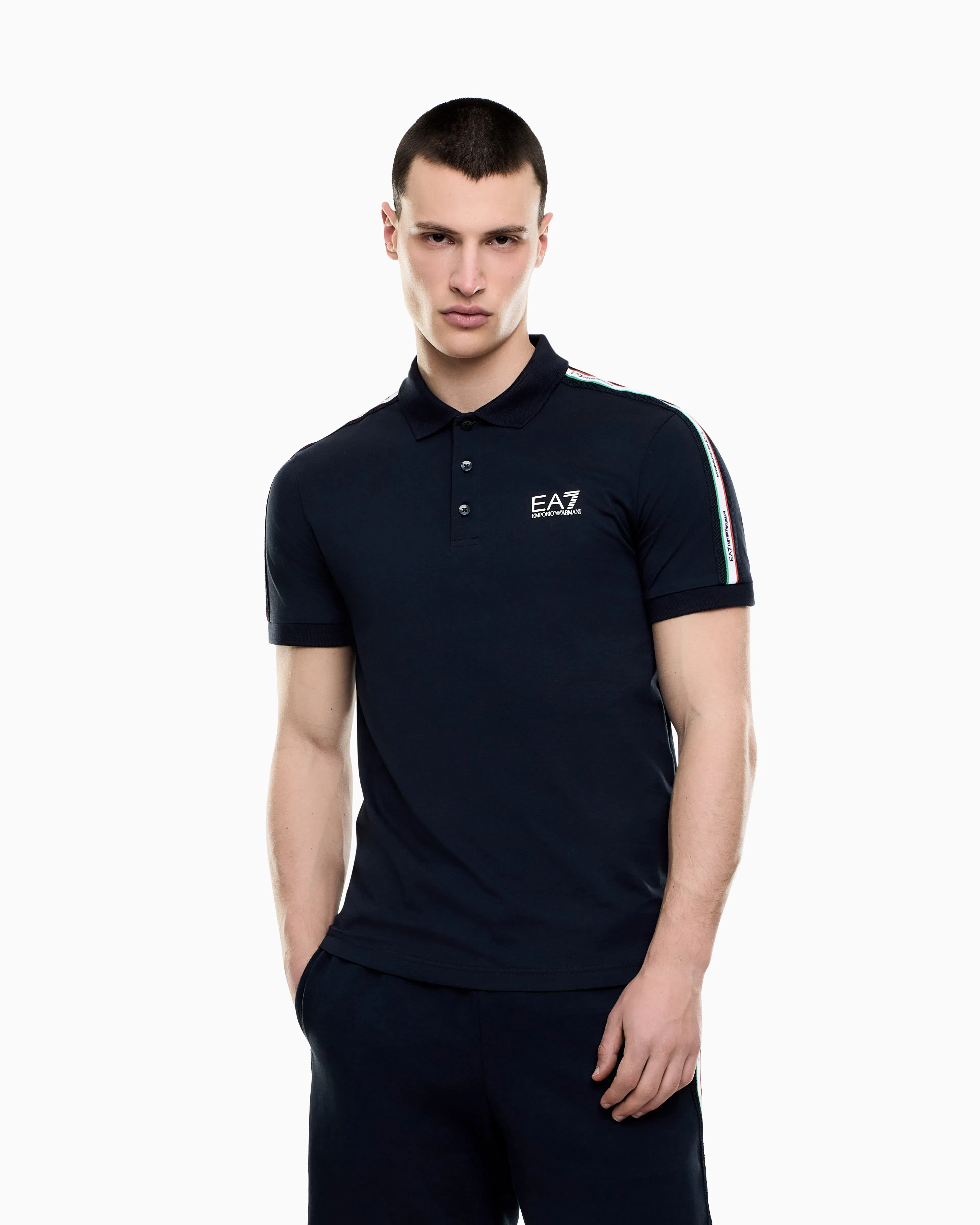 EA7 Italian Spirit cotton-jersey polo shirt