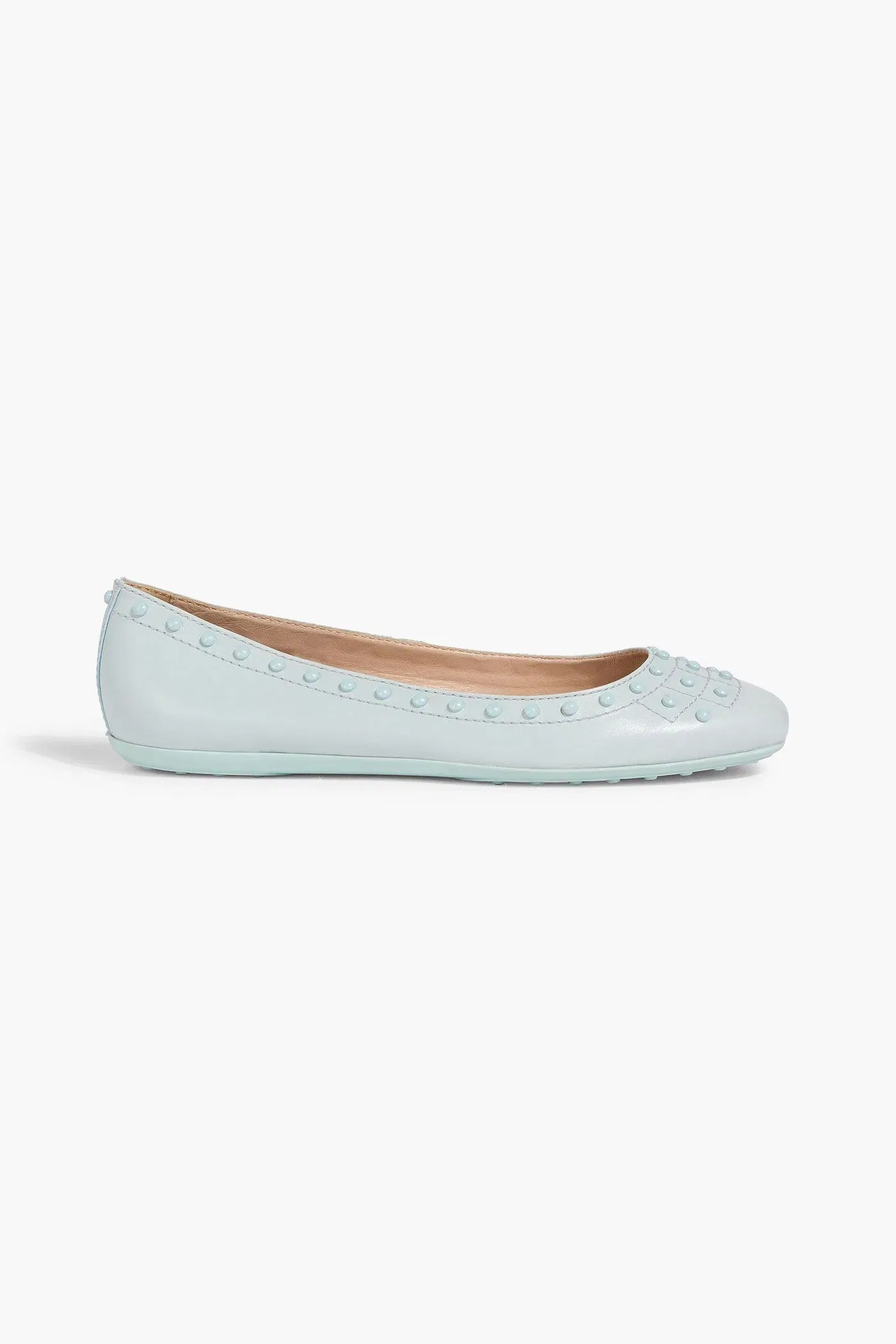 Tod's Studded Leather Ballet Flats Sky Blue Women's