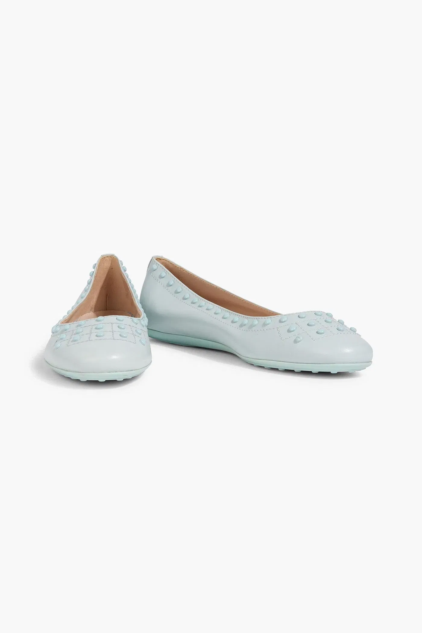 Tod's Studded Leather Ballet Flats Sky Blue Women's
