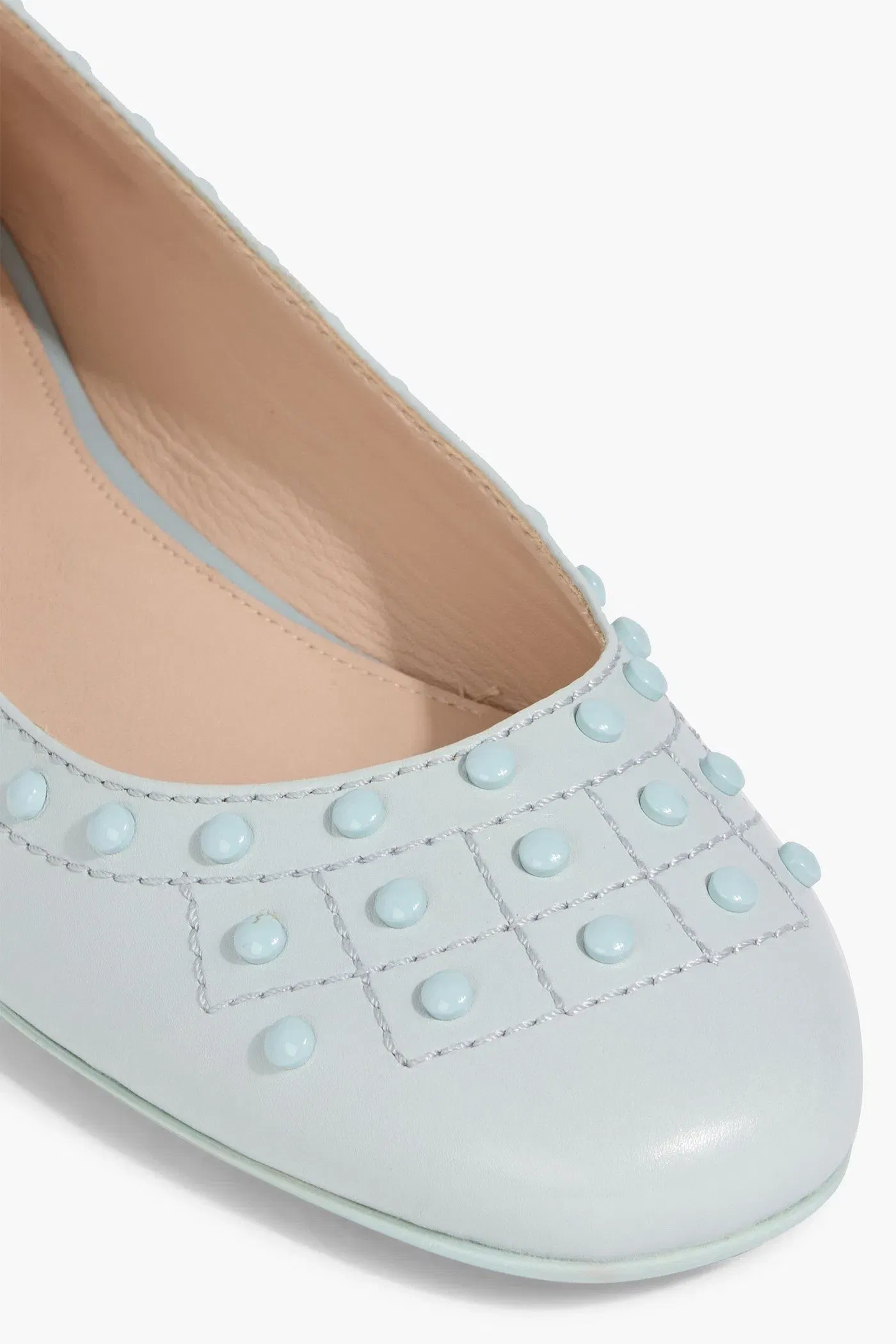 Tod's Studded Leather Ballet Flats Sky Blue Women's