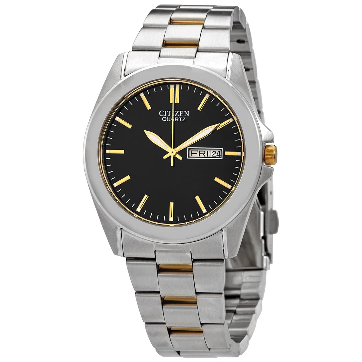 Citizen Quartz Black Dial Two-Tone Mens Watch