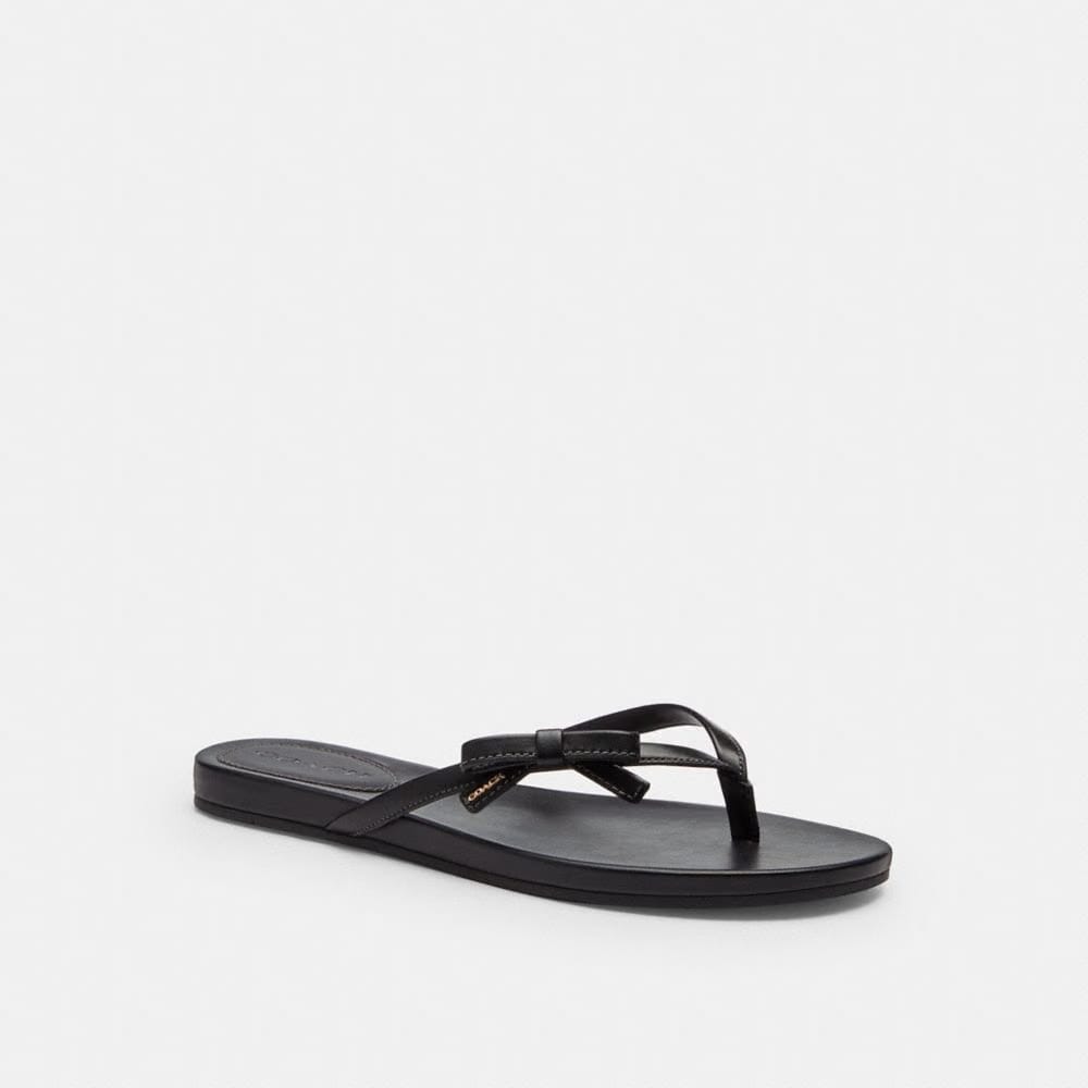 Women's Coach Bow Flip Flop Black