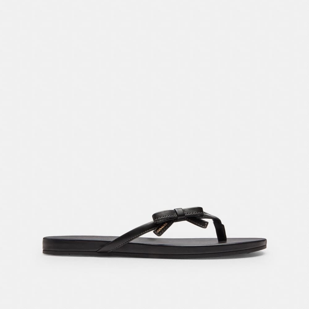 Women's Coach Bow Flip Flop Black