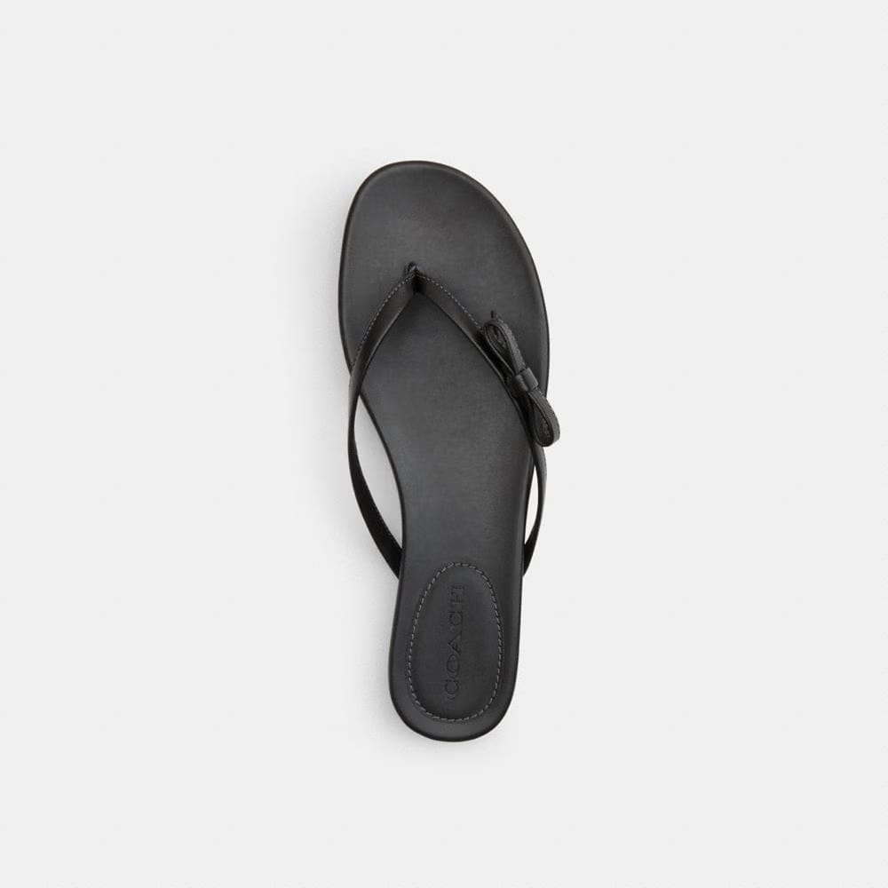 Women's Coach Bow Flip Flop Black