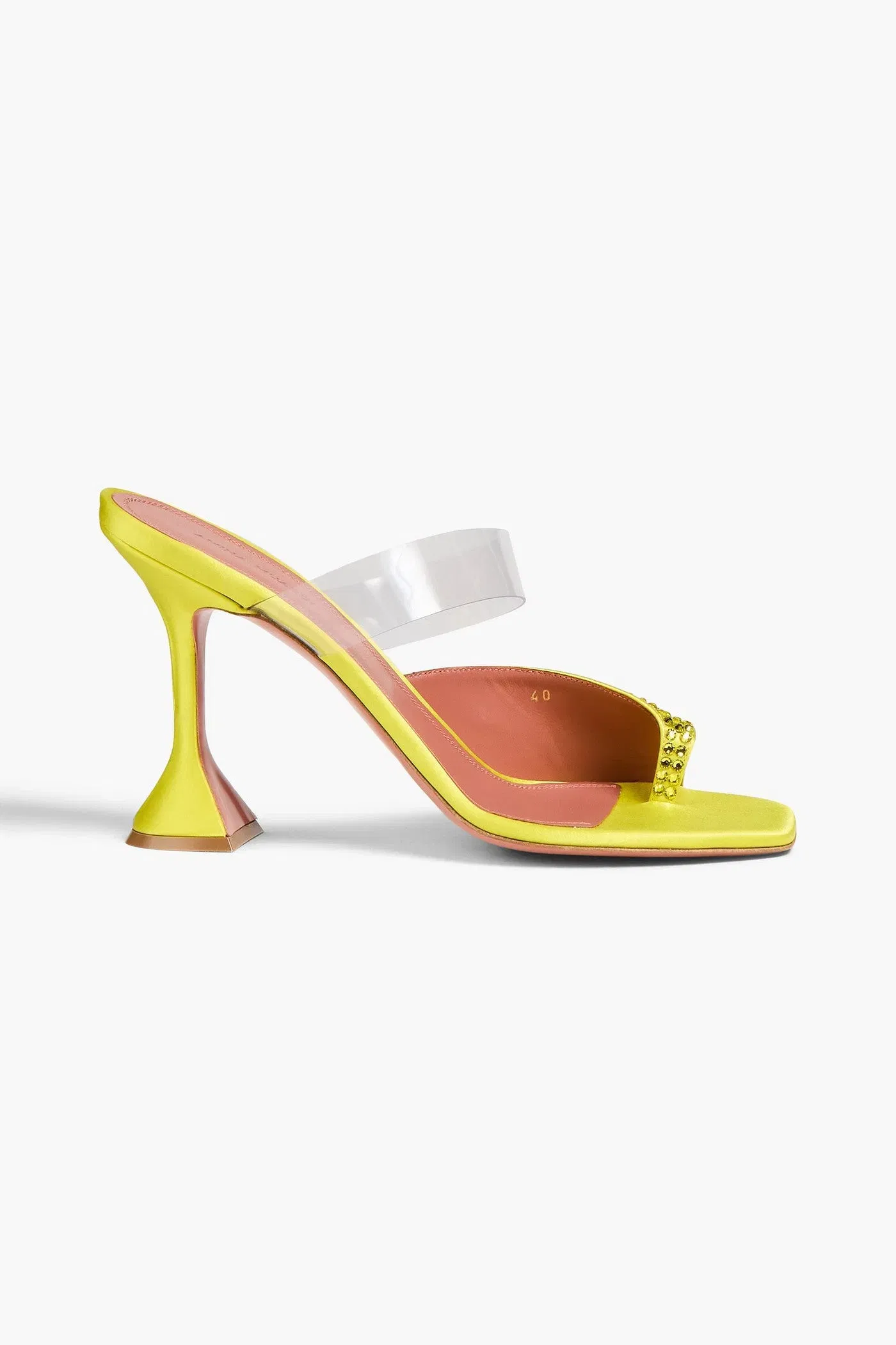 Amina Muaddi Paloma Crystal-Embellished Satin And Pvc Mules Yellow Women's
