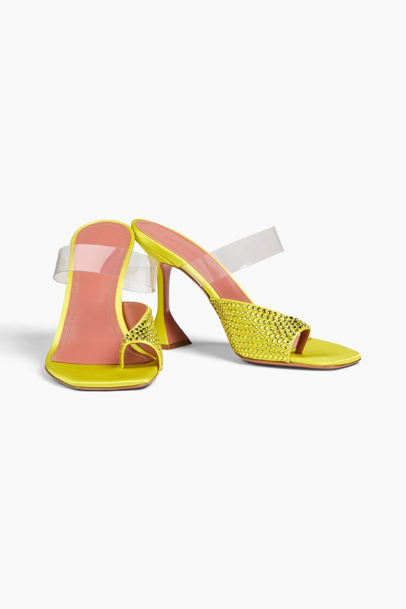 Amina Muaddi Paloma Crystal-Embellished Satin And Pvc Mules Yellow Women's