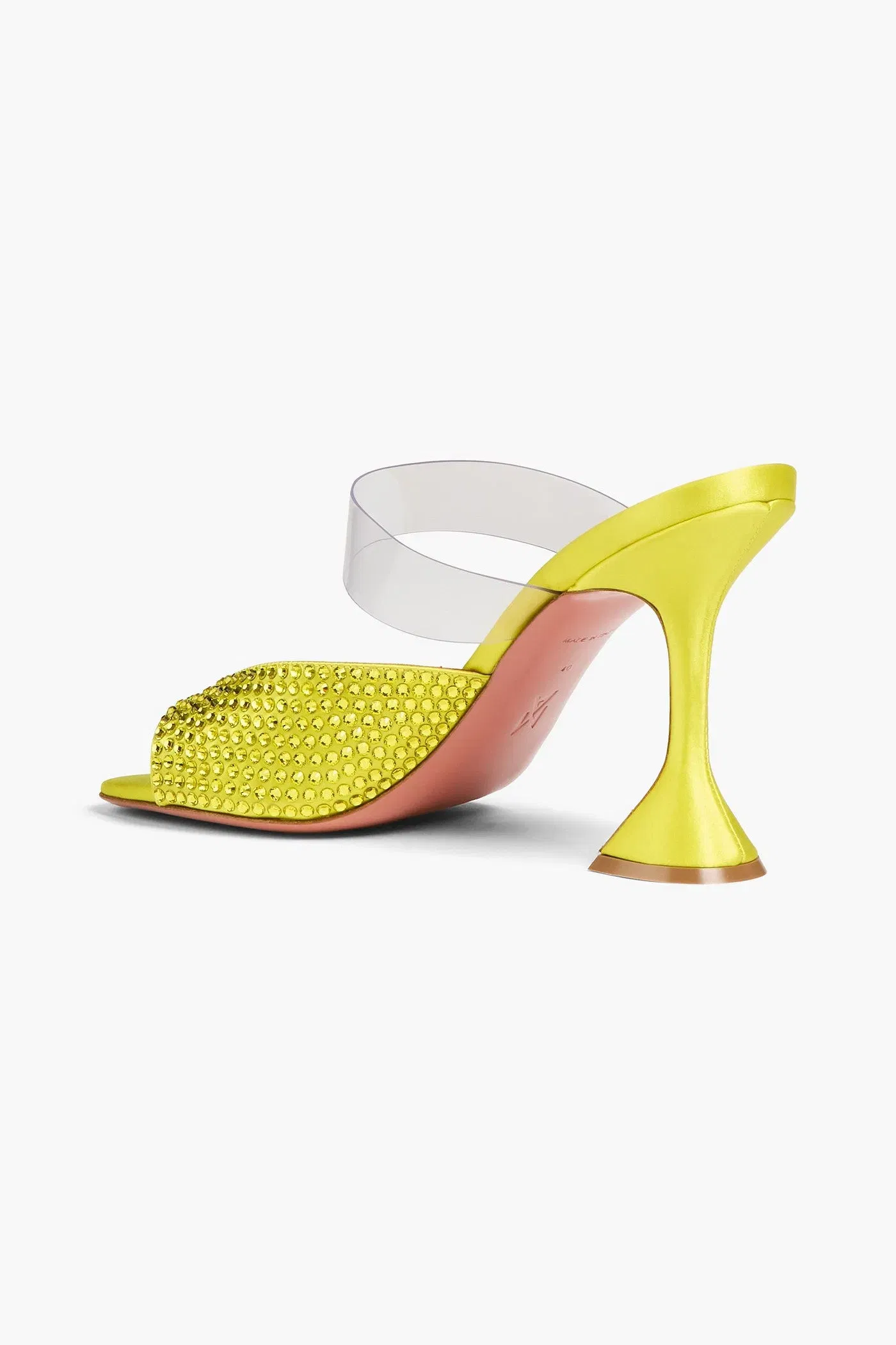 Amina Muaddi Paloma Crystal-Embellished Satin And Pvc Mules Yellow Women's