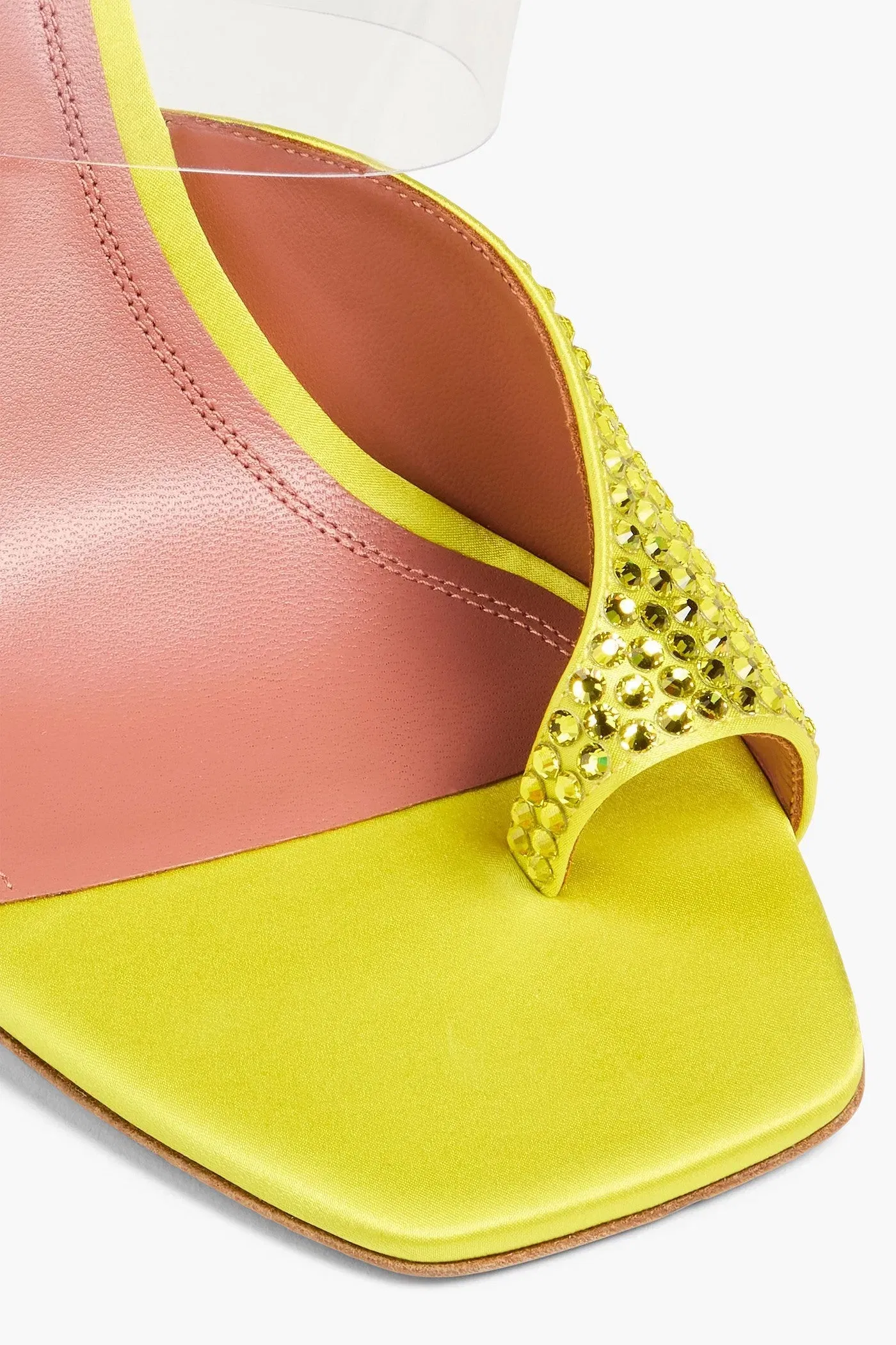 Amina Muaddi Paloma Crystal-Embellished Satin And Pvc Mules Yellow Women's