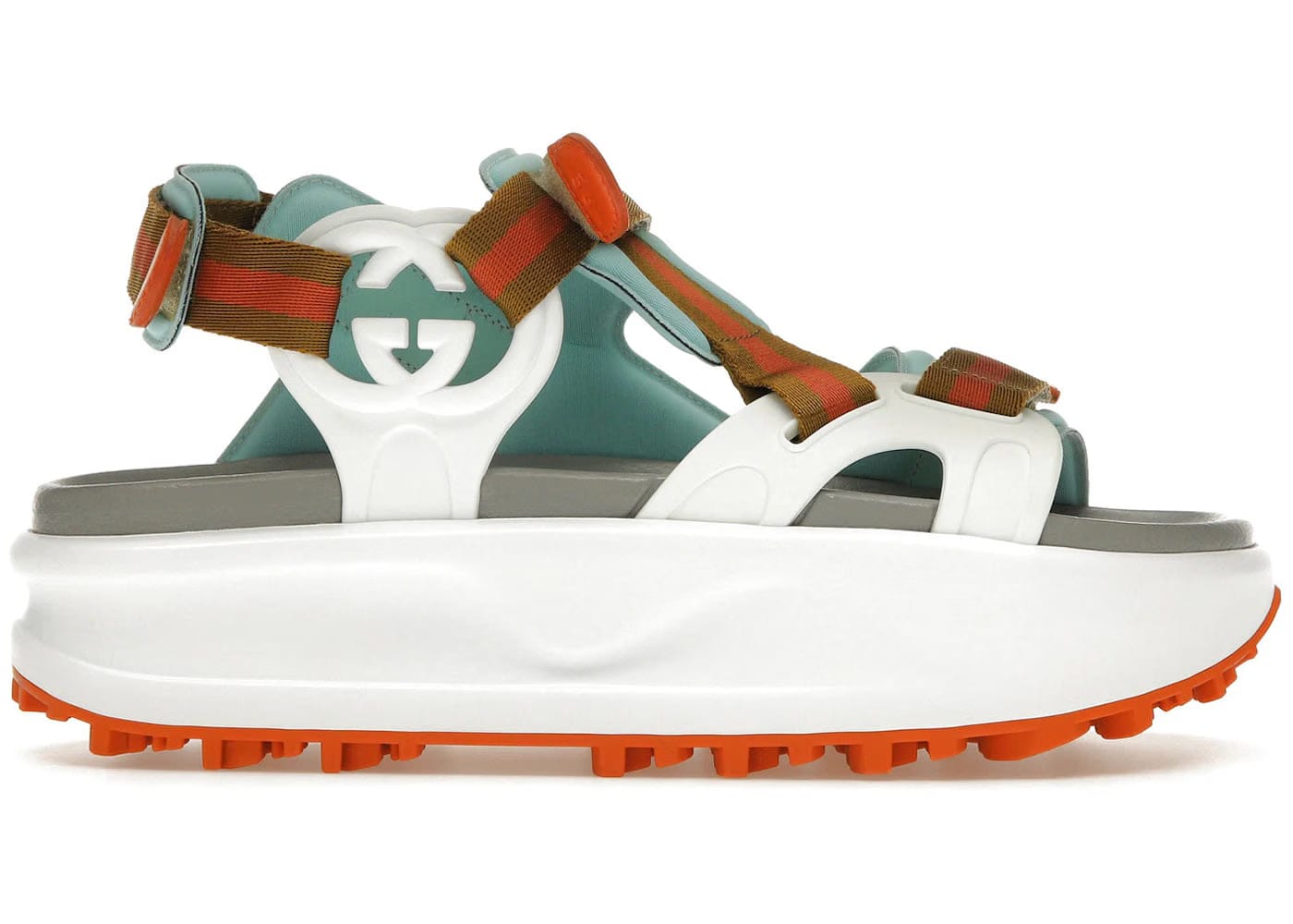 Gucci Colour Block Platform Sandal White Blue Orange Womens