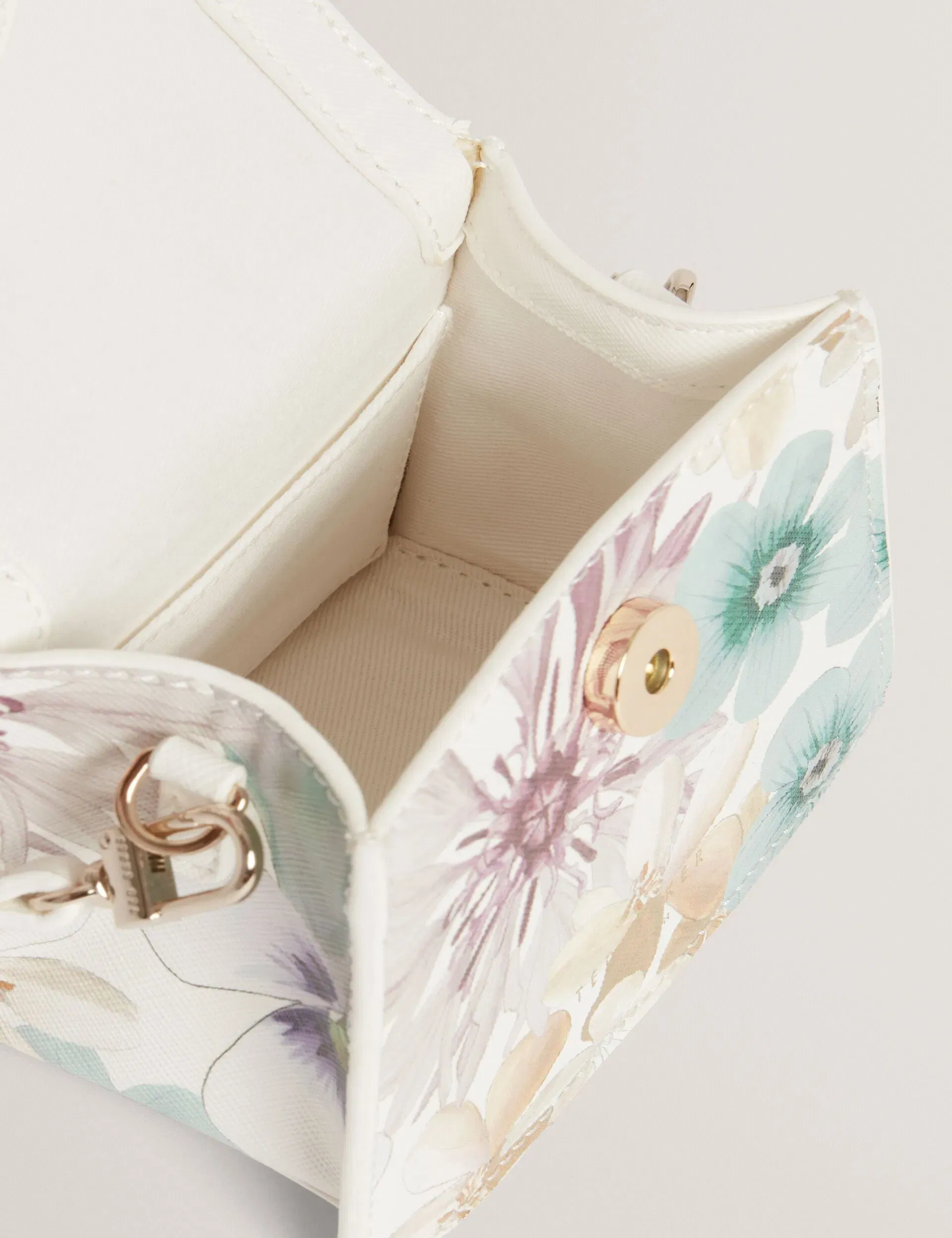 Ted Baker Helensa Petal Print Mini Top Handle Bag In White Women's