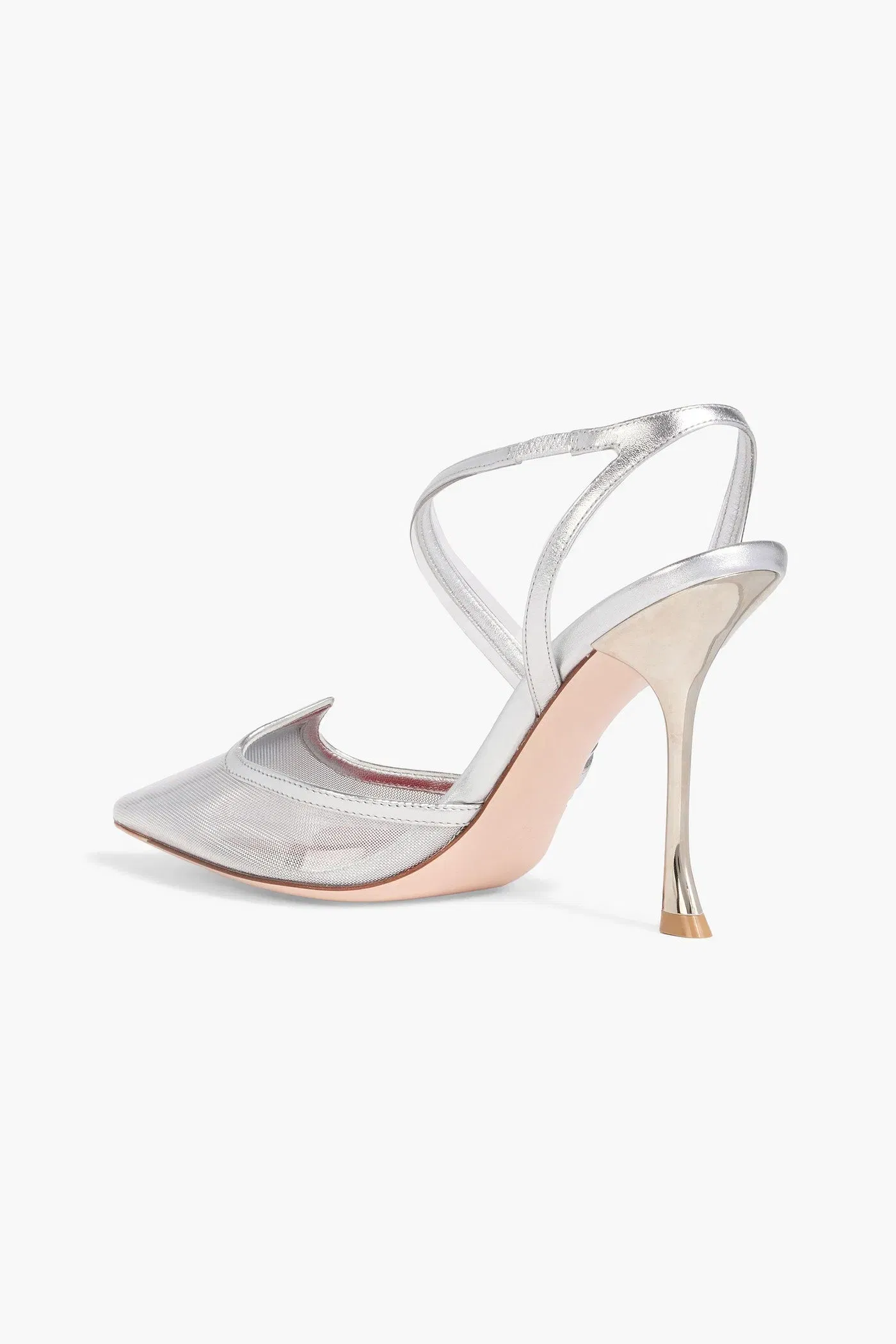 Roger Vivier I Love Vivier Metallic Leather-Trimmed Mesh And Pvc Slingback Pumps Silver Women's