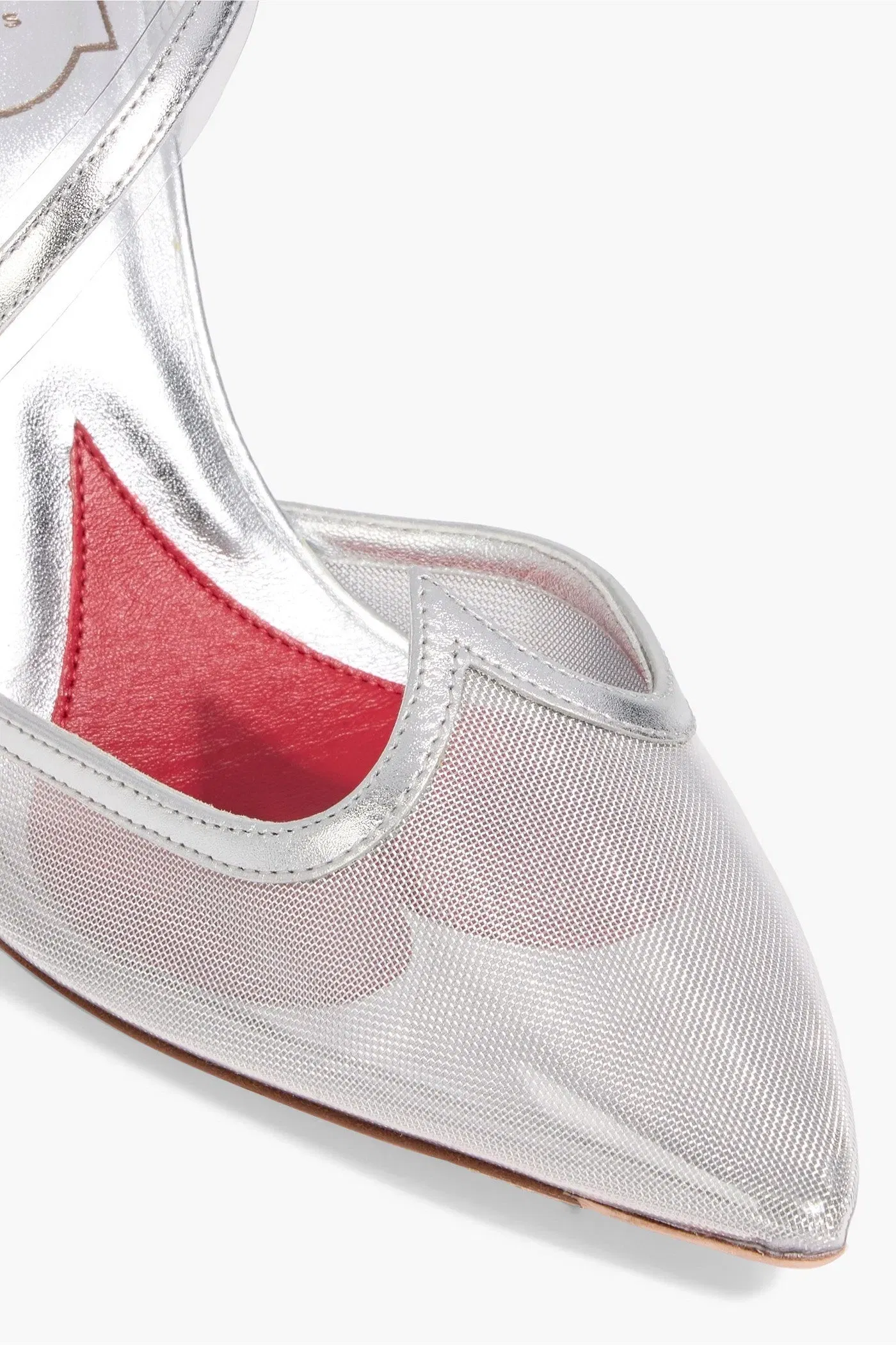 Roger Vivier I Love Vivier Metallic Leather-Trimmed Mesh And Pvc Slingback Pumps Silver Women's