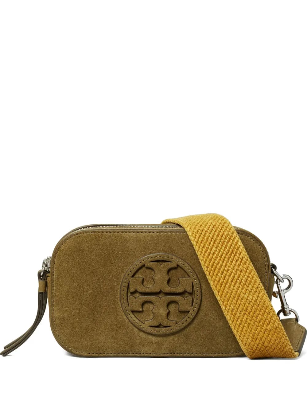 Miller logo-plaque suede crossbody mini bag