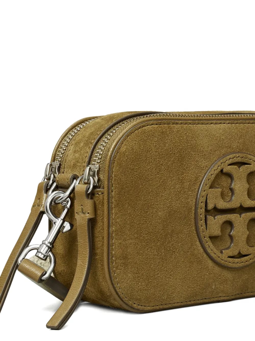 Miller logo-plaque suede crossbody mini bag