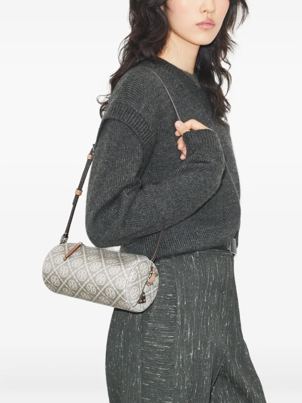 monogram cylinder utility cross body bag