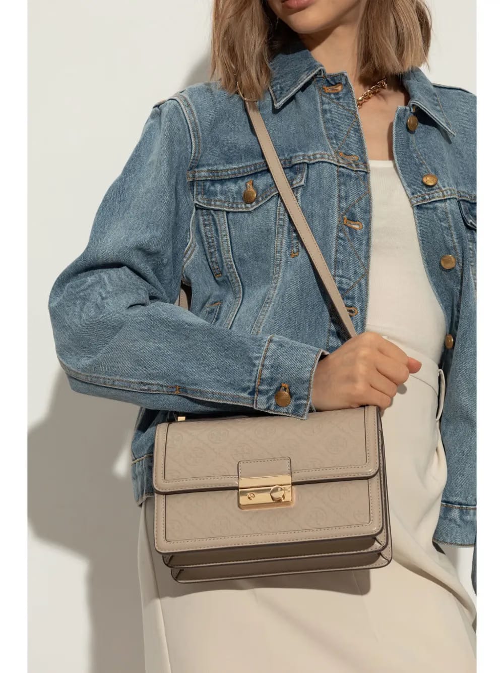 T Monogram leather shoulder bag