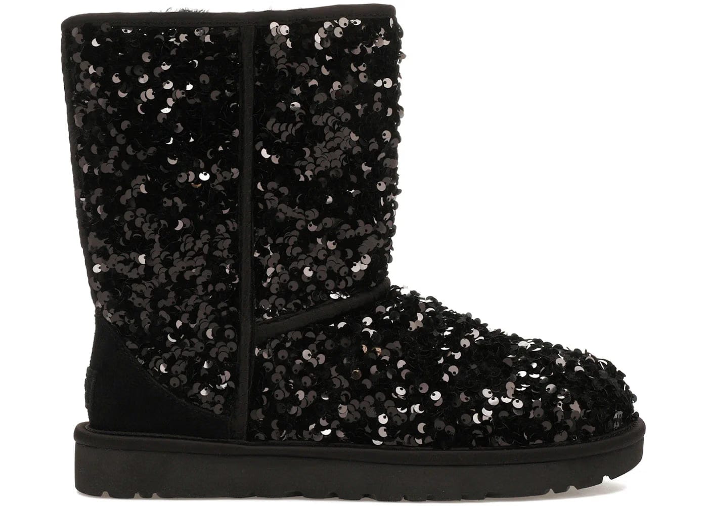 Ugg Classic Short Chunky Sequin Boot Black Womens