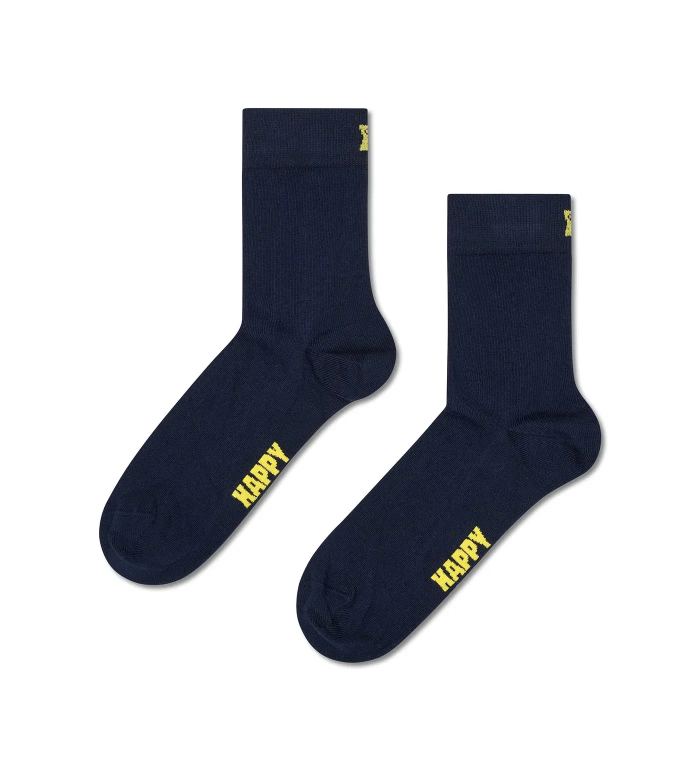 Happy Socks Unisex Navy Blue Solid Color Crew Length Socks for Women and Men