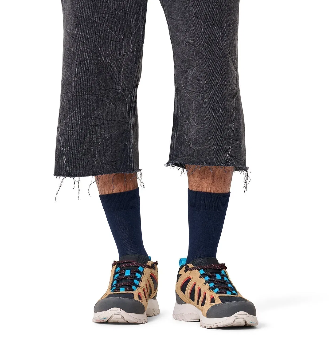 Happy Socks Unisex Navy Blue Solid Color Crew Length Socks for Women and Men