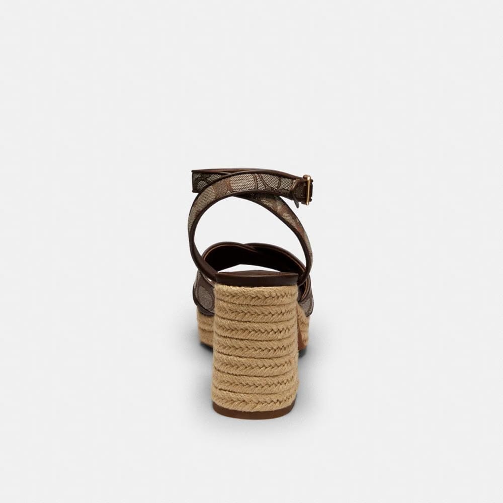 Women's Coach Block Heel Sandal In Signature Jacquard Oak Maple