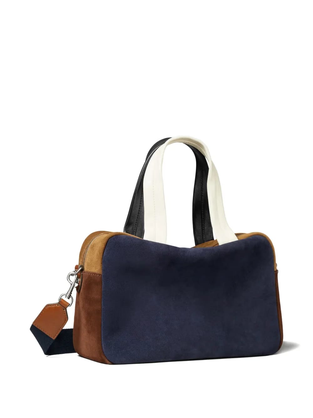 colorblock suede satchel bag